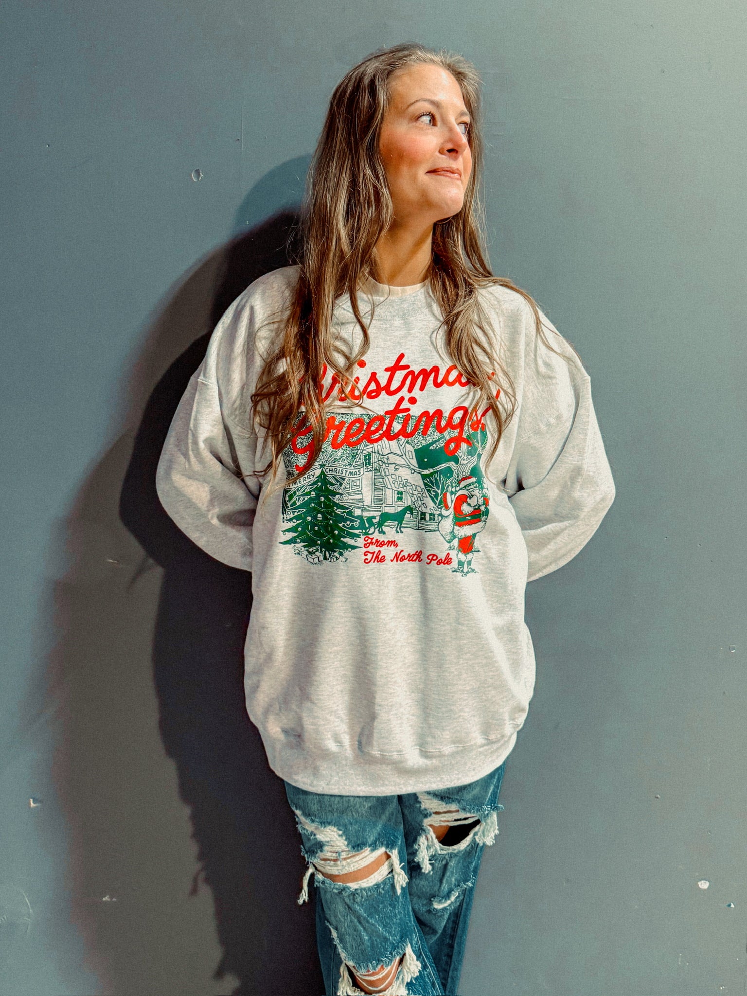 Underground Original Design: Christmas Greetings! North Pole Boxy Cotton Sweatshirt