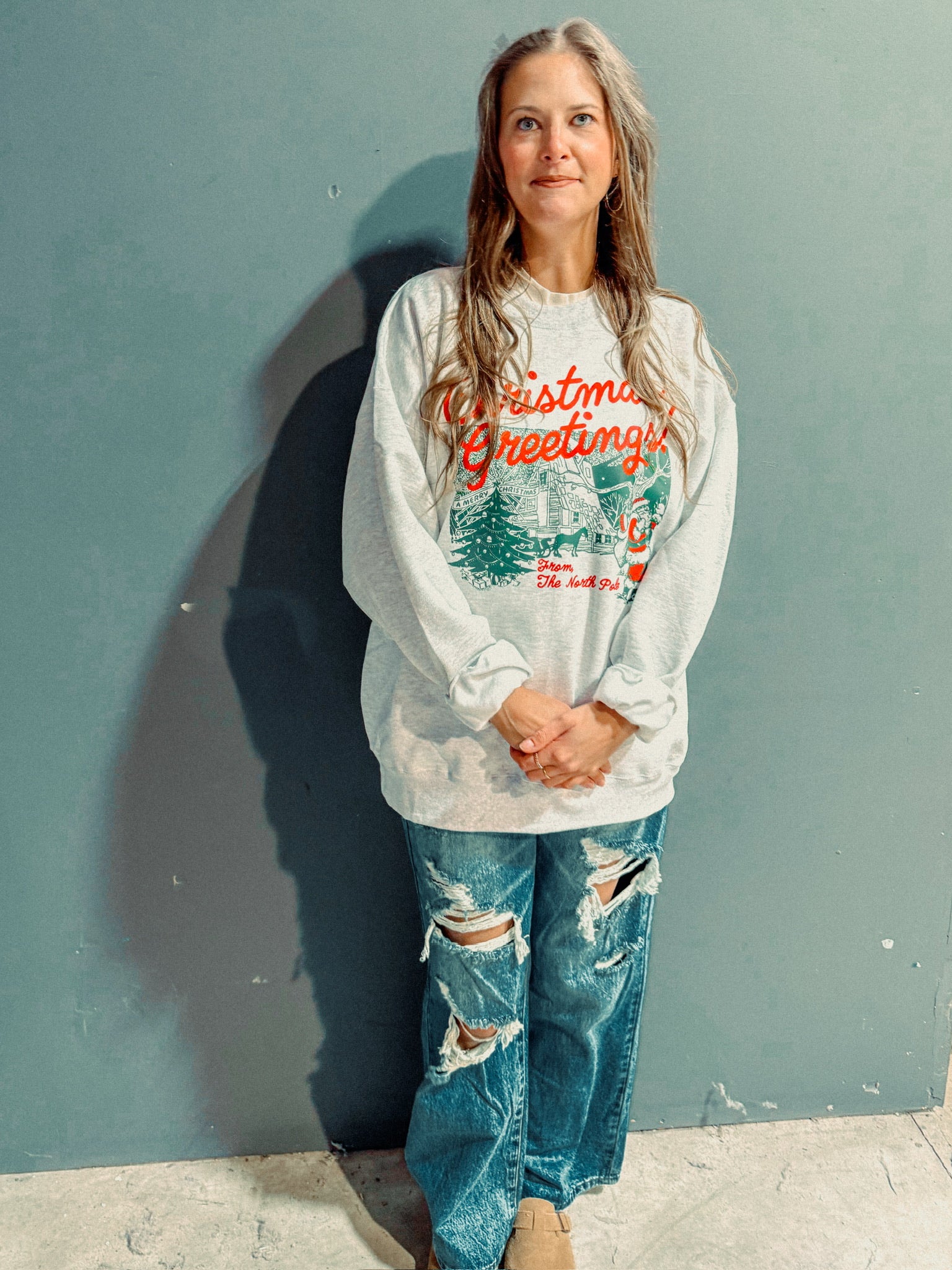 Underground Original Design: Christmas Greetings! North Pole Boxy Cotton Sweatshirt