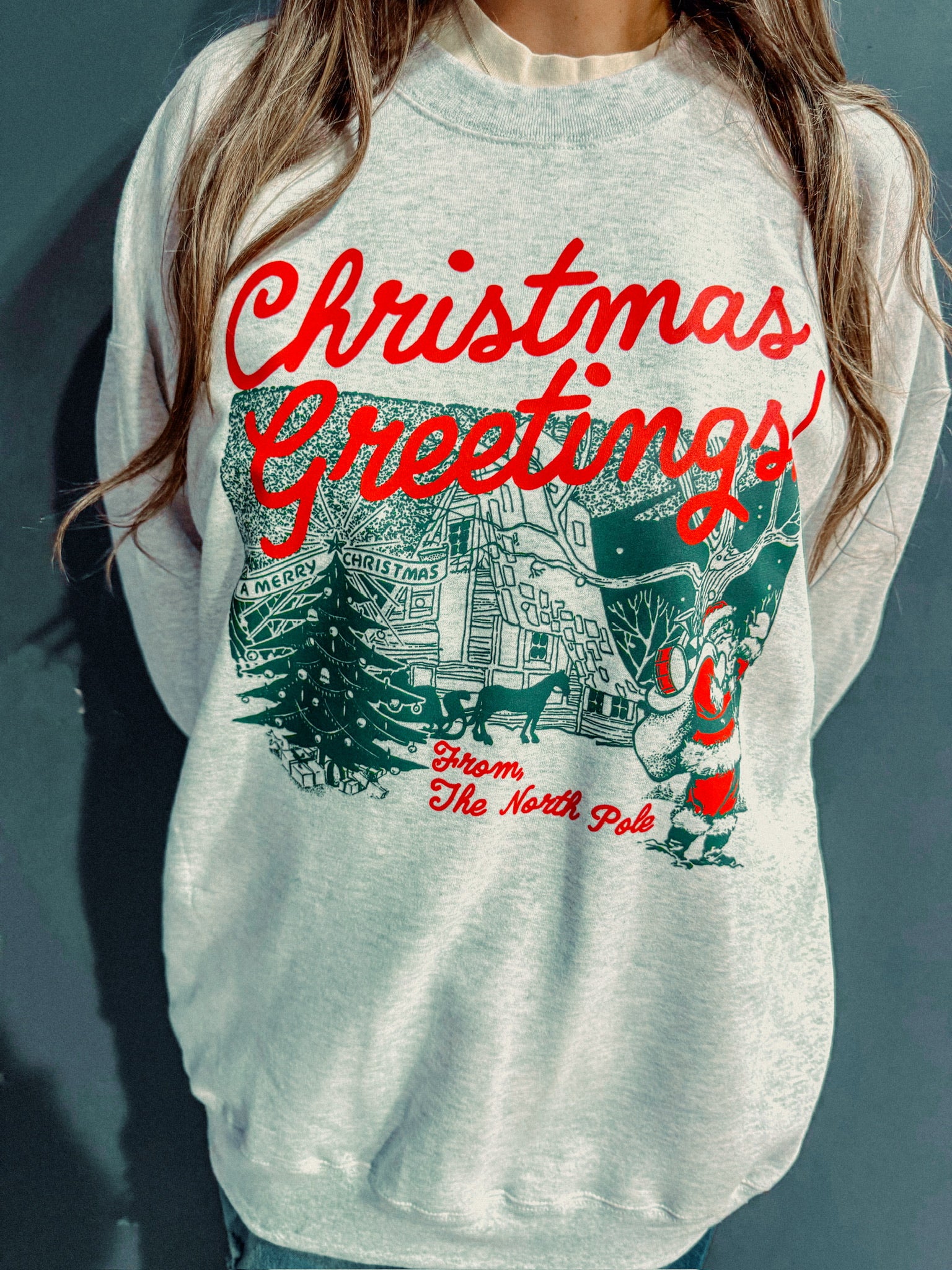 Underground Original Design: Christmas Greetings! North Pole Boxy Cotton Sweatshirt