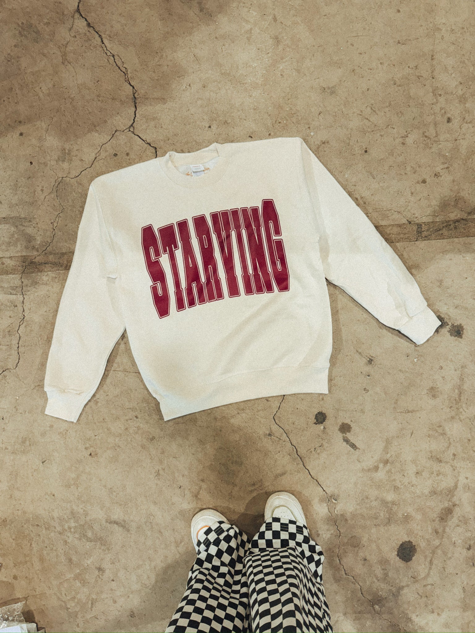 Underground Original Design: Starving Varsity 90s Boxy Cotton Sweatshirt
