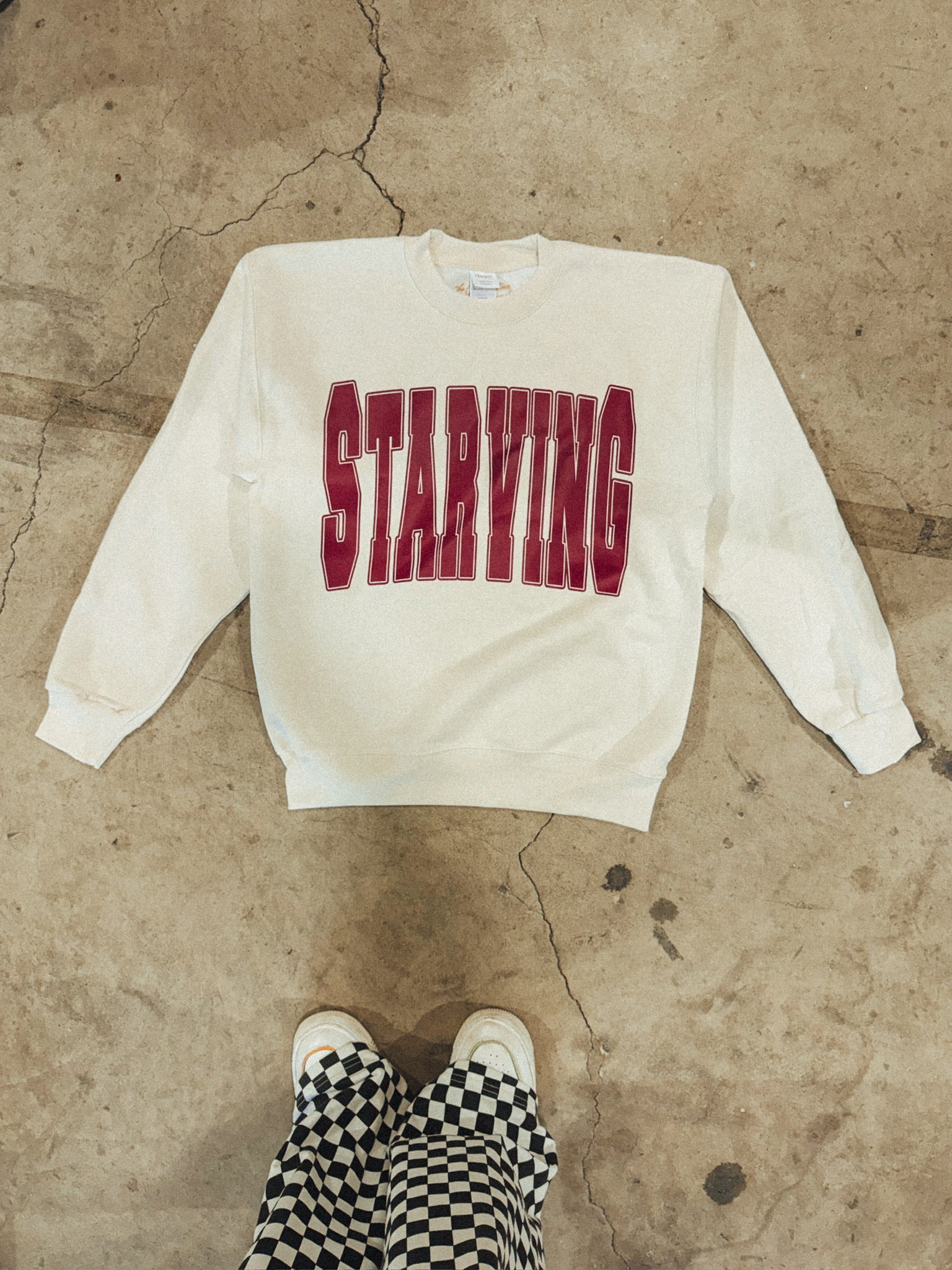 Underground Original Design: Starving Varsity 90s Boxy Cotton Sweatshirt