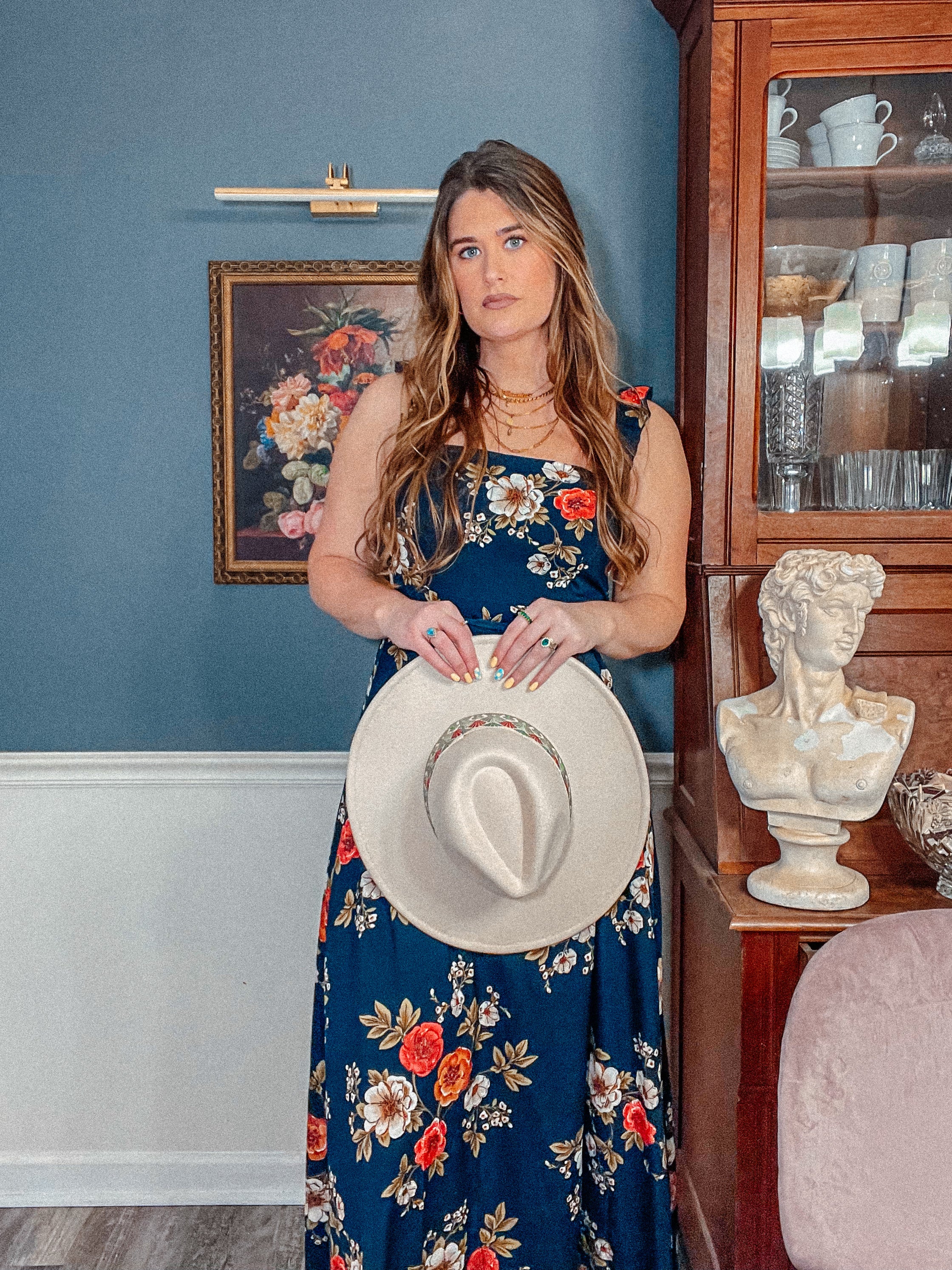 Western Floral Ruffle Trim Wrap Dress