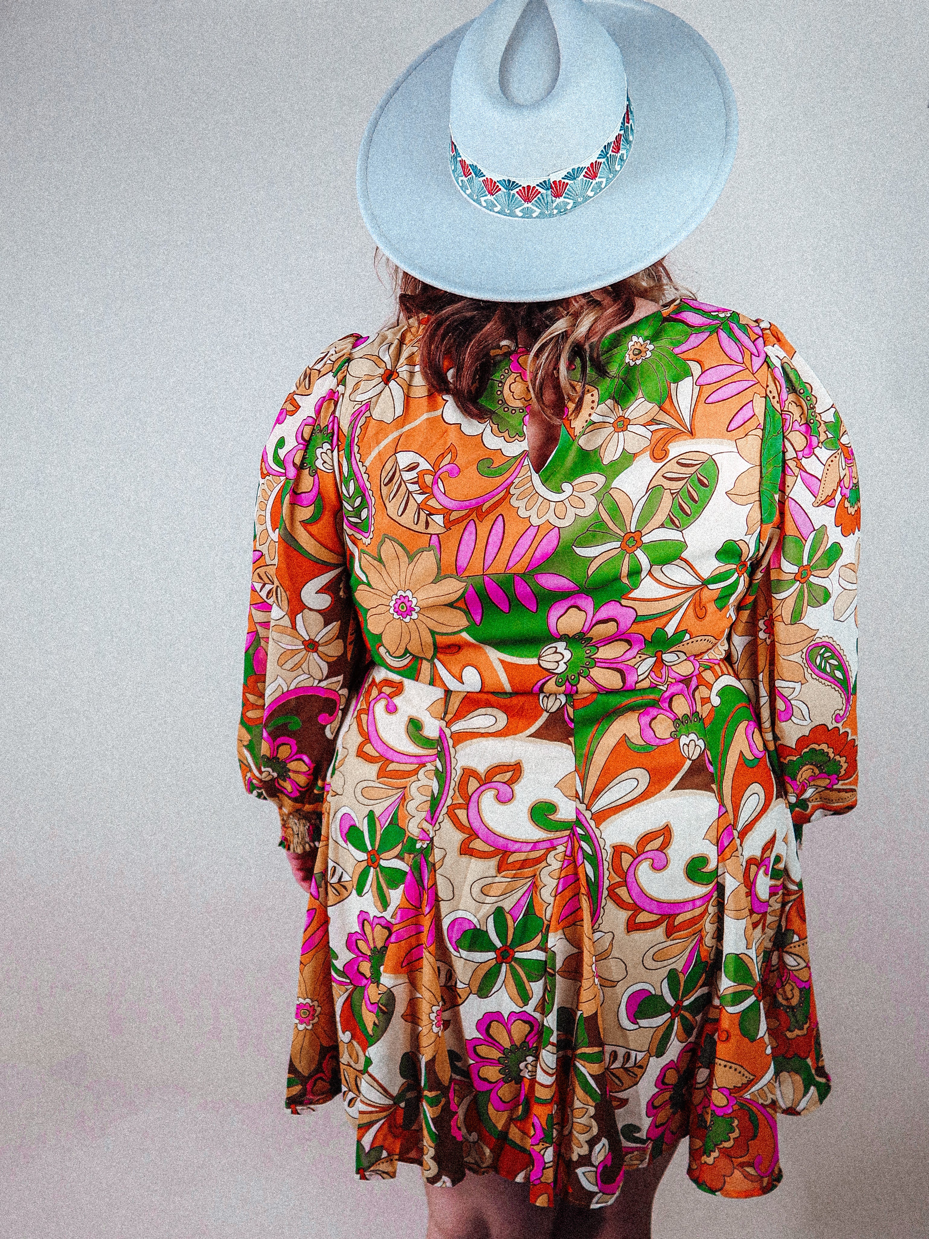 70's Floral Long Sleeve Dress | Curvy