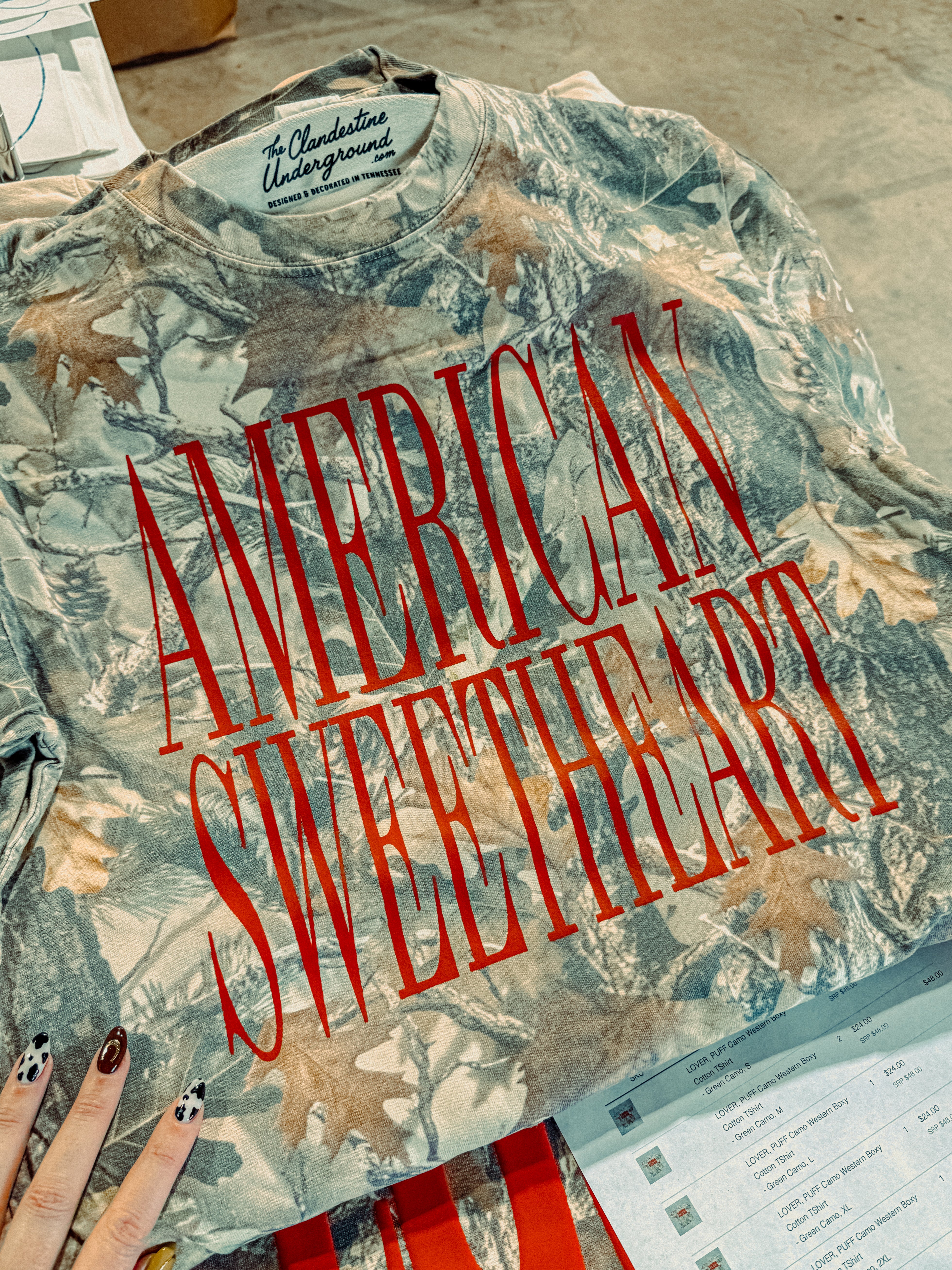 Underground Original Design: American Sweetheart, Camo Western Boxy Cotton TShirt