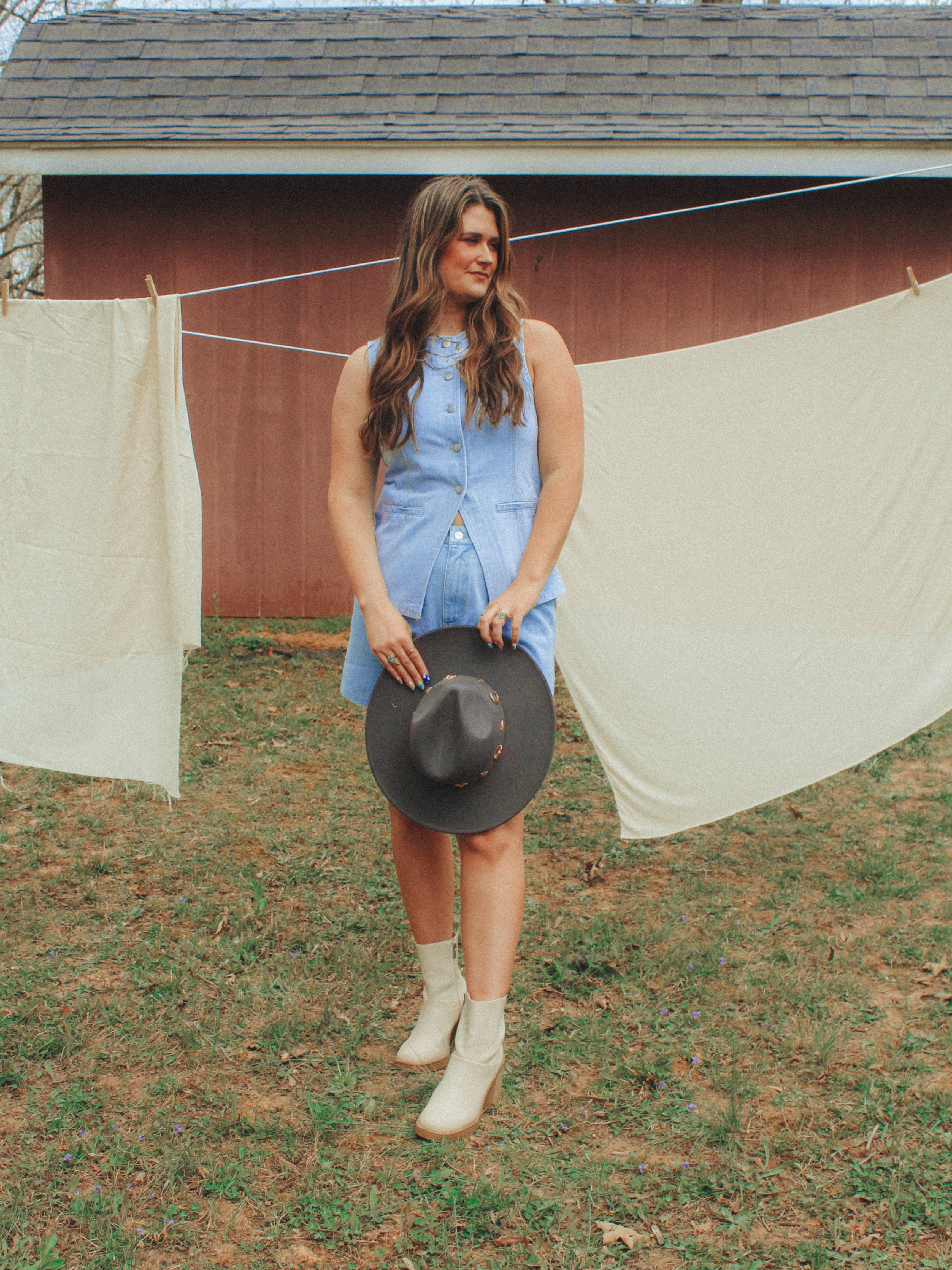 Button Front Cotton Denim Shorts