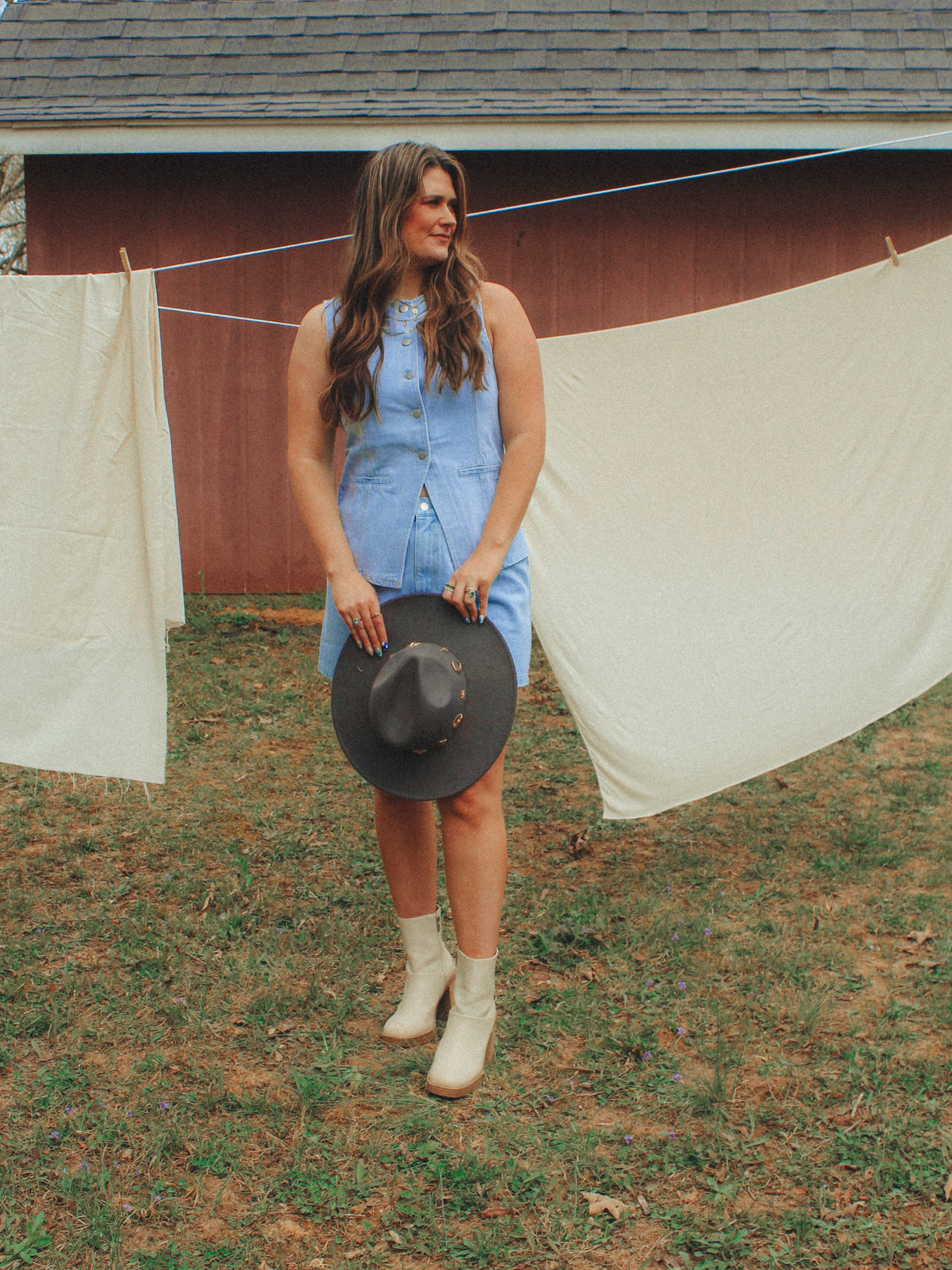 Button Front Denim Vest Tank