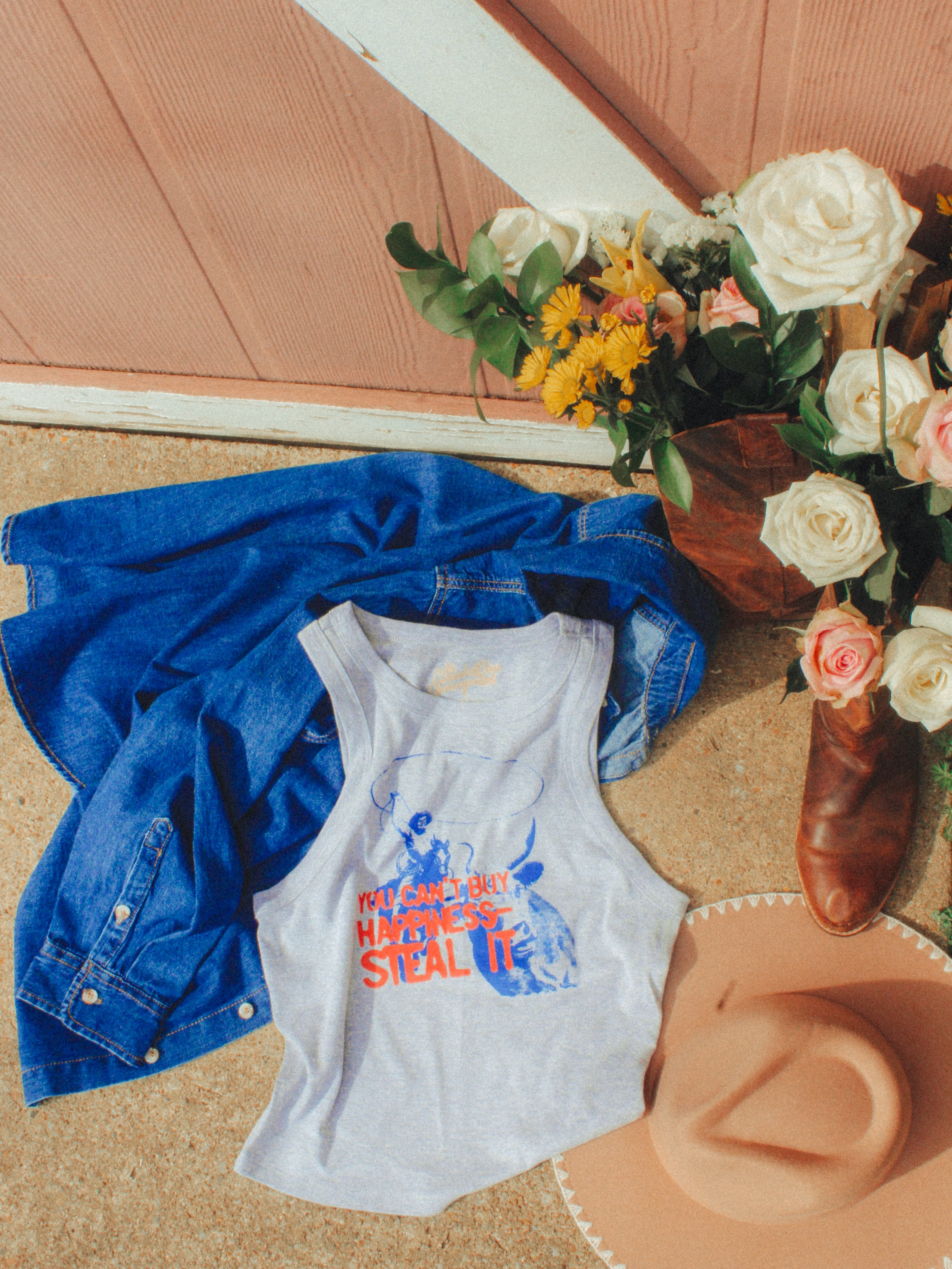 Underground Original Design: Can't Buy Happiness, Steal It Western Micro-Ribbed Tank