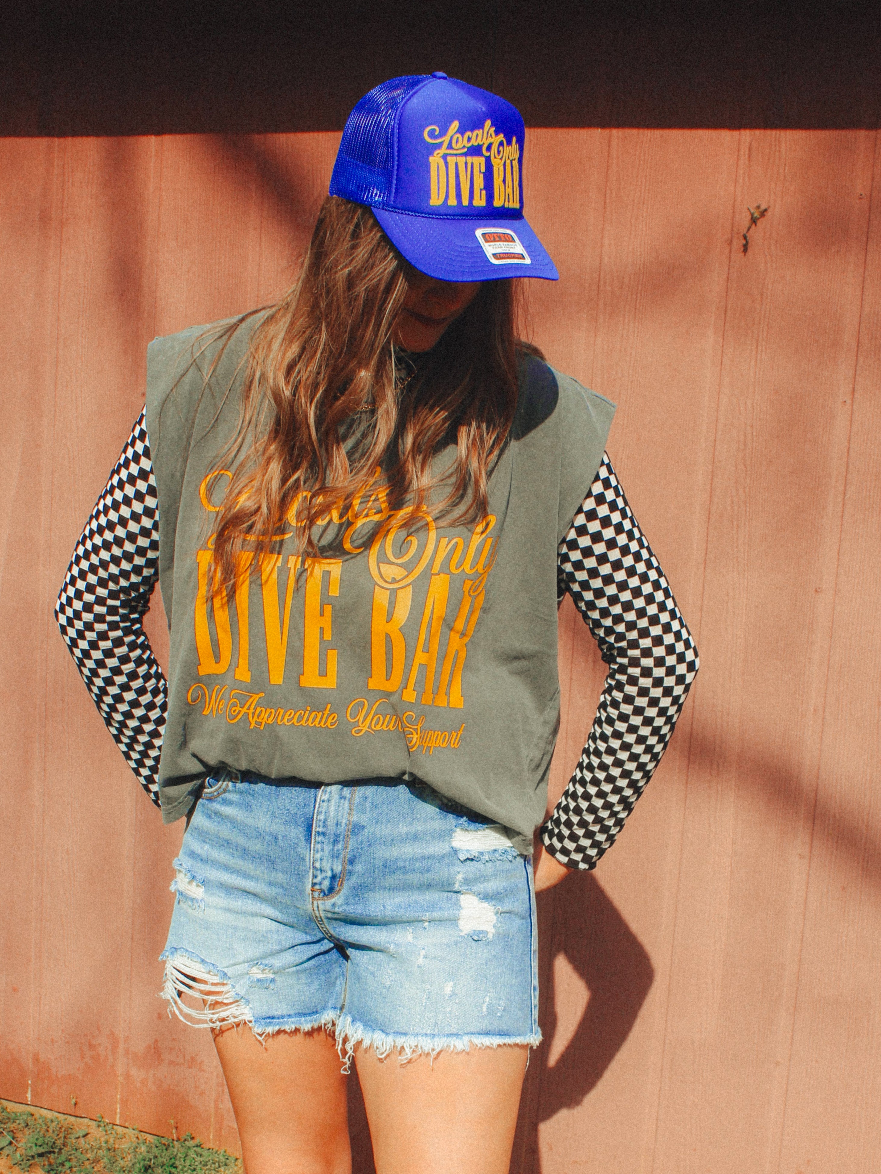 Underground Original Design: Locals Only Dive Bar Vintage Cropped Muscle Tank