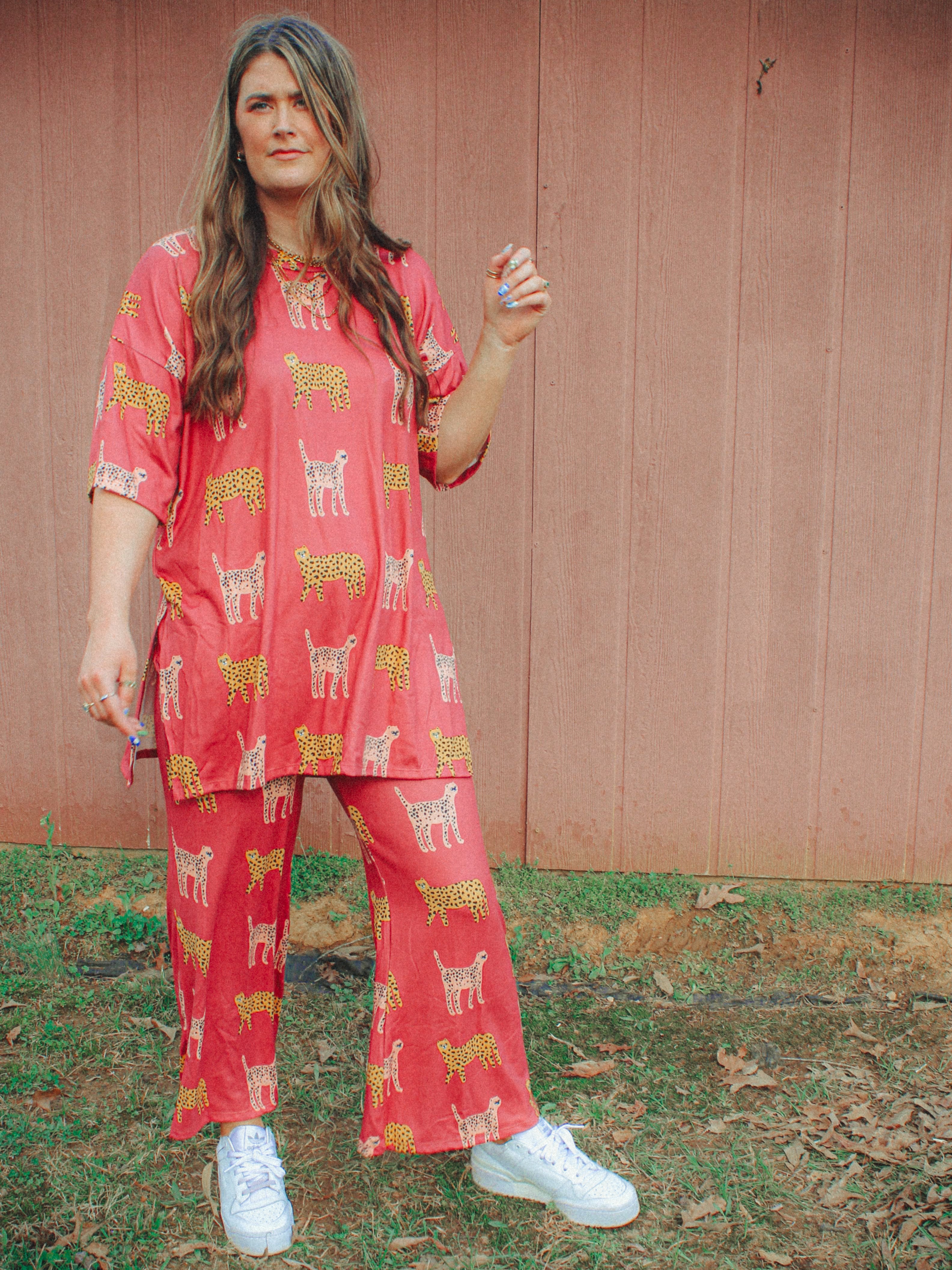 Cozy Cheetah Print Two Piece Set