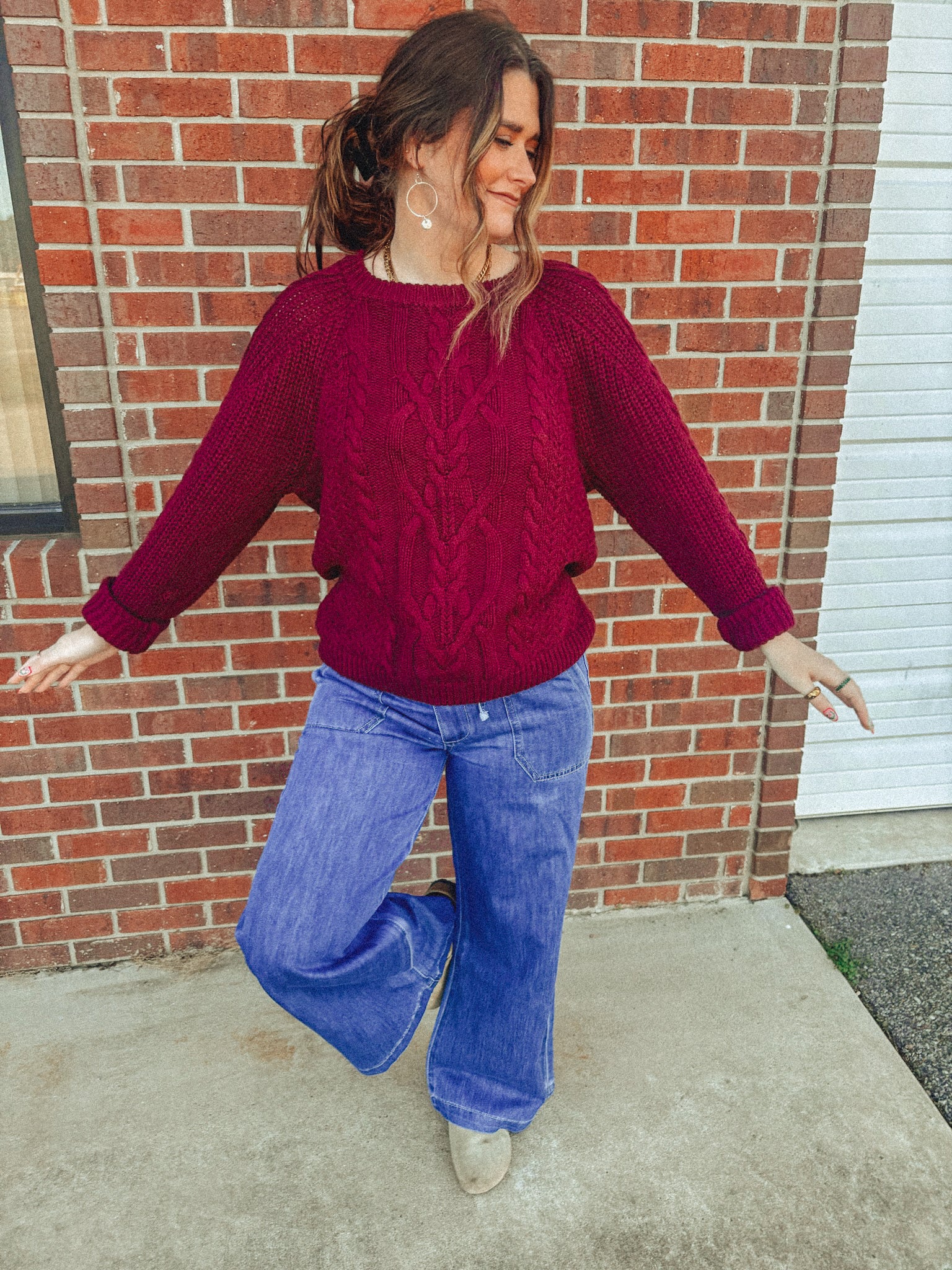 Chunky Cotton Cable Knit Sweater