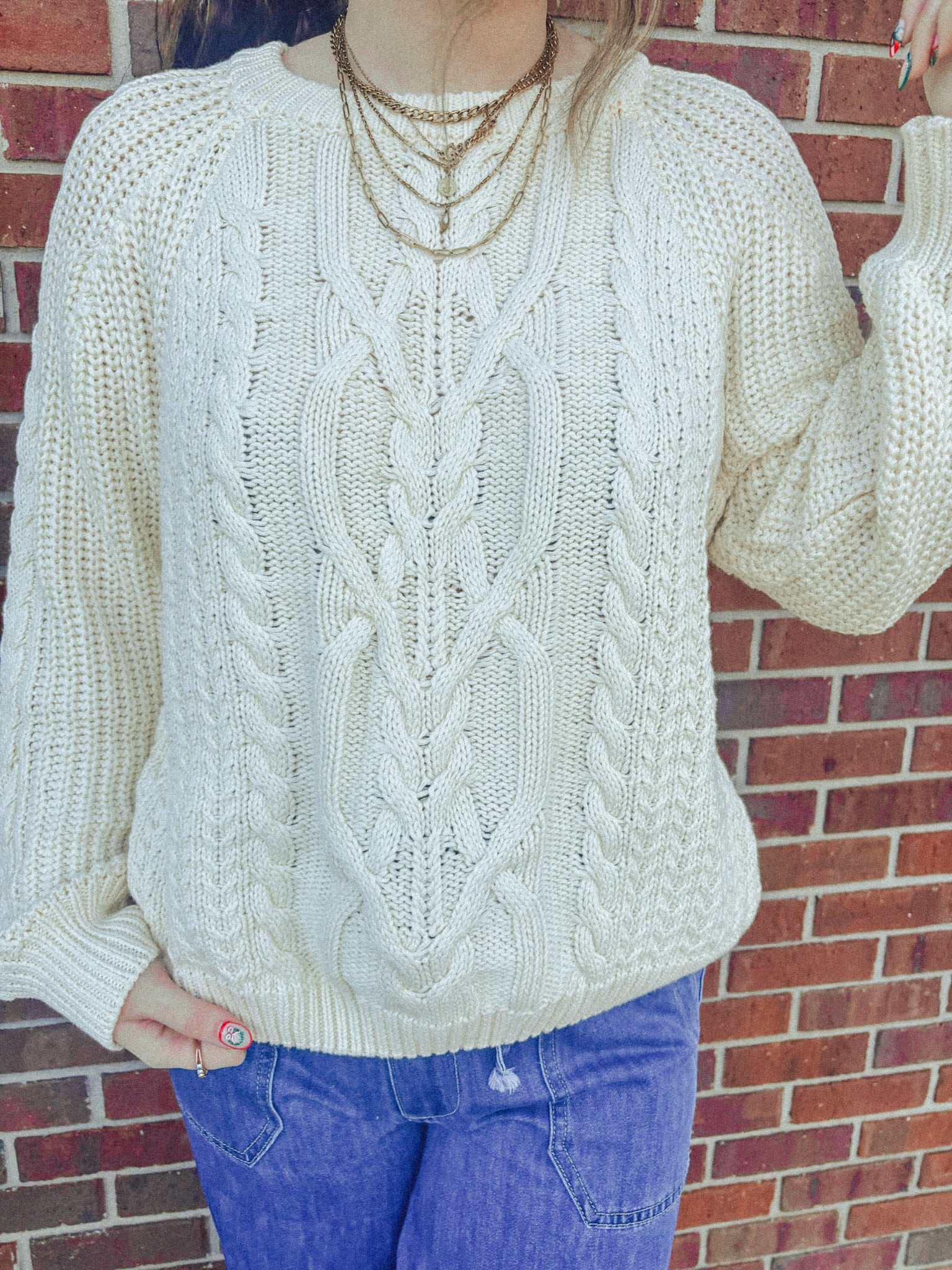 Chunky Cotton Cable Knit Sweater