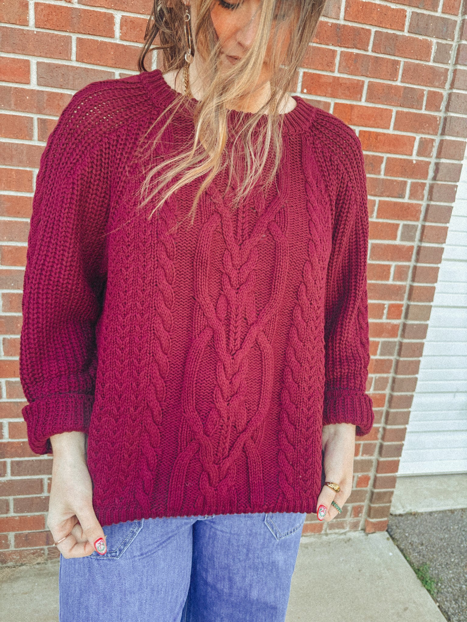 Chunky Cotton Cable Knit Sweater
