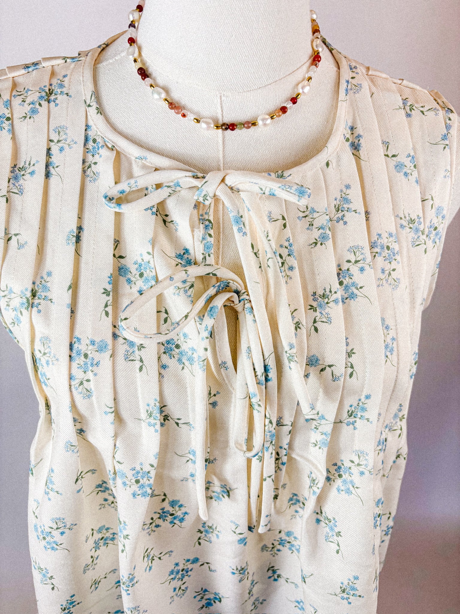Floral Pin Tuck Floral Tank