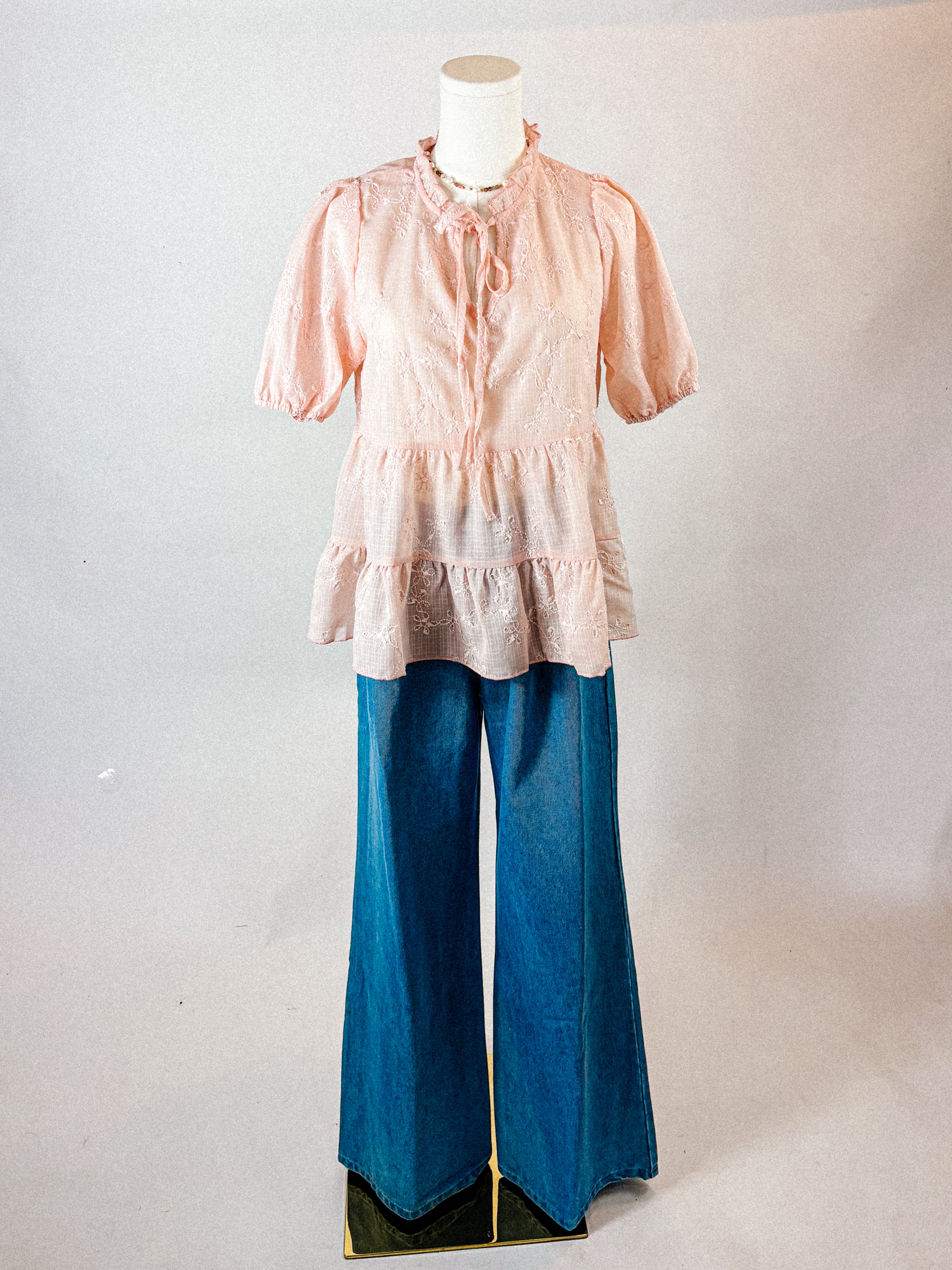 Pink Layered Peasant Blouse