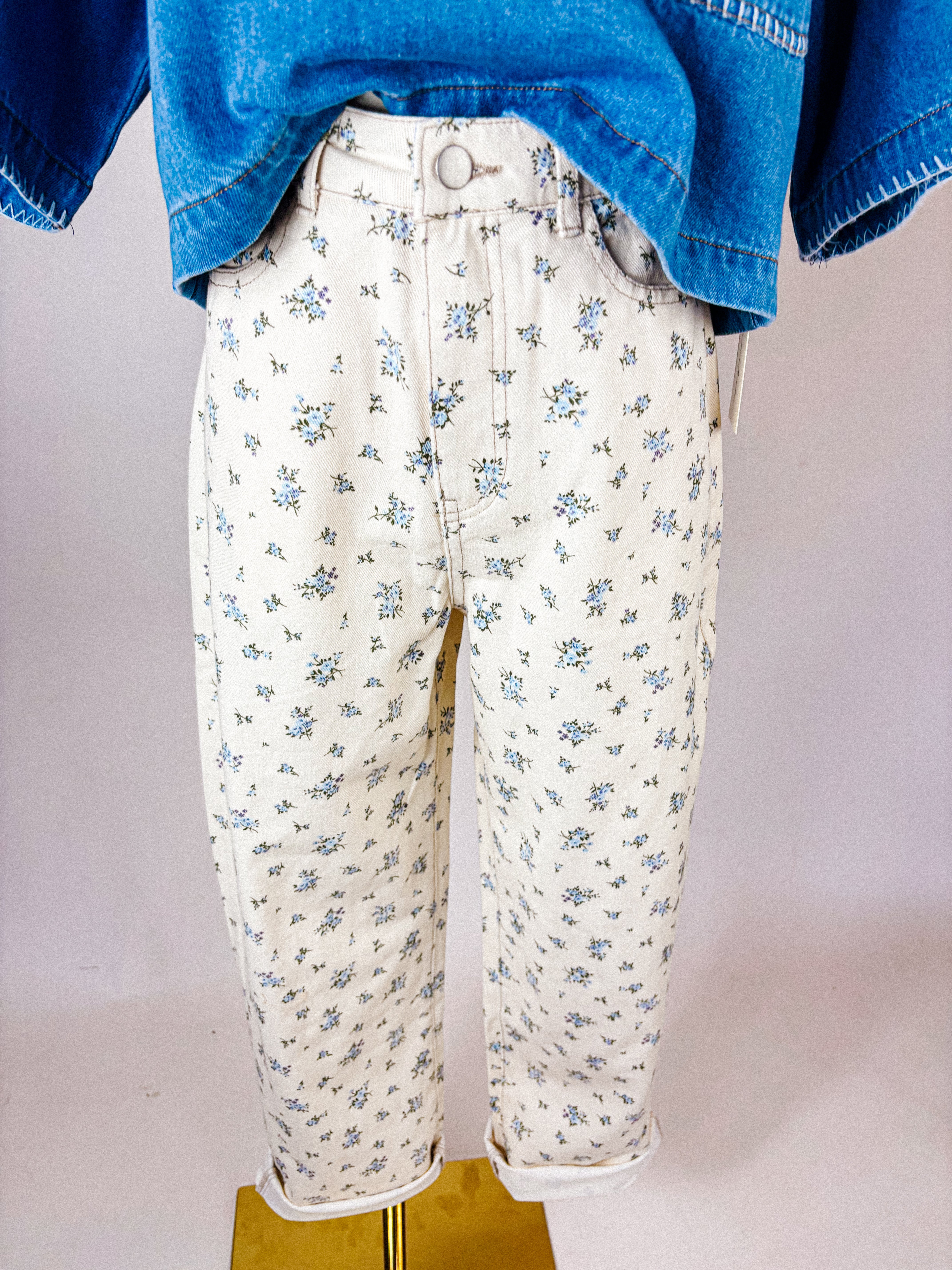 White Denim Floral Jeans