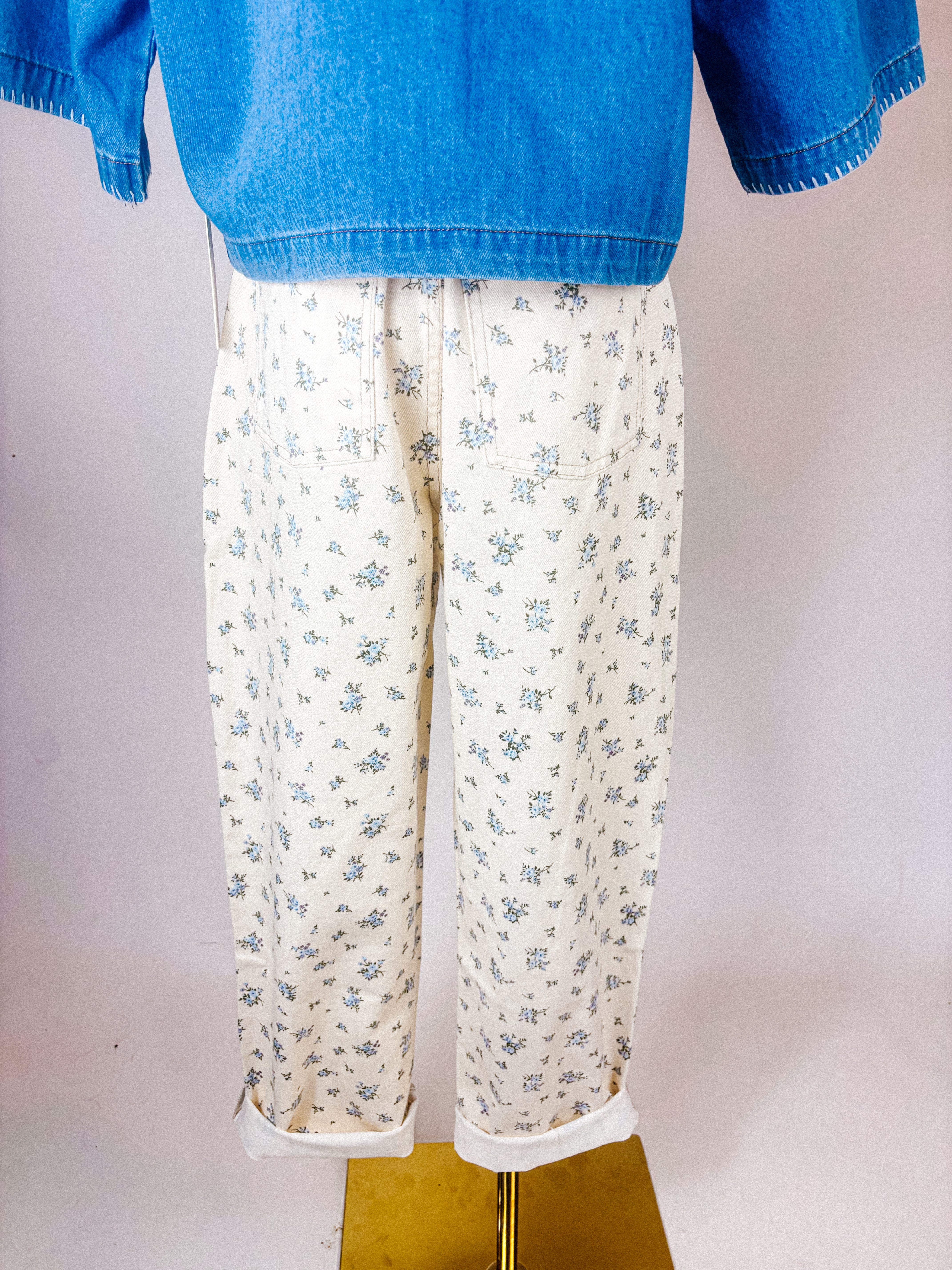 White Denim Floral Jeans
