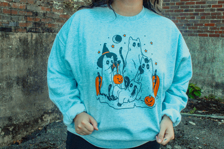 Underground Original Design: Black Cats in Witch Hats Oversized 90's Sweatshirt