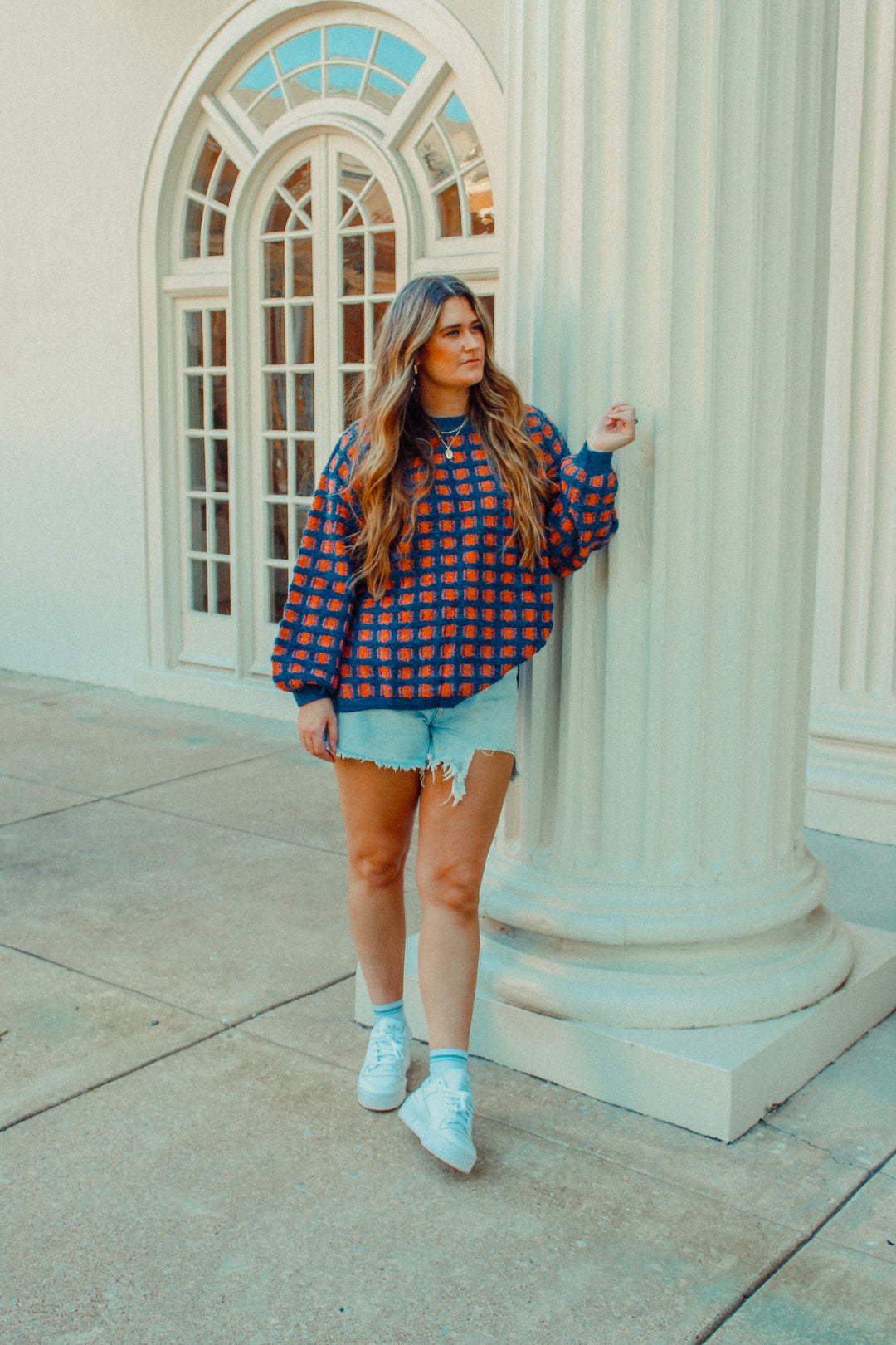 Chunky Checkered Oversized Sweater