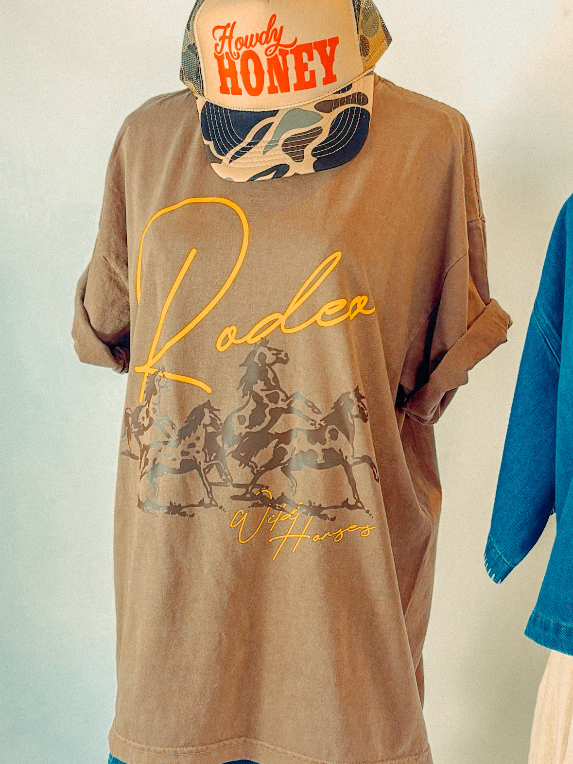 Underground Original Design: Rodeo Wild Horses, Country Western Boxy Cotton TShirt