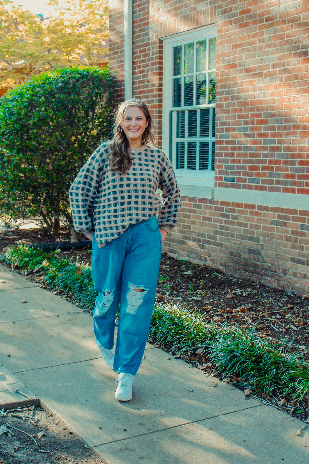 Chunky Checkered Oversized Sweater