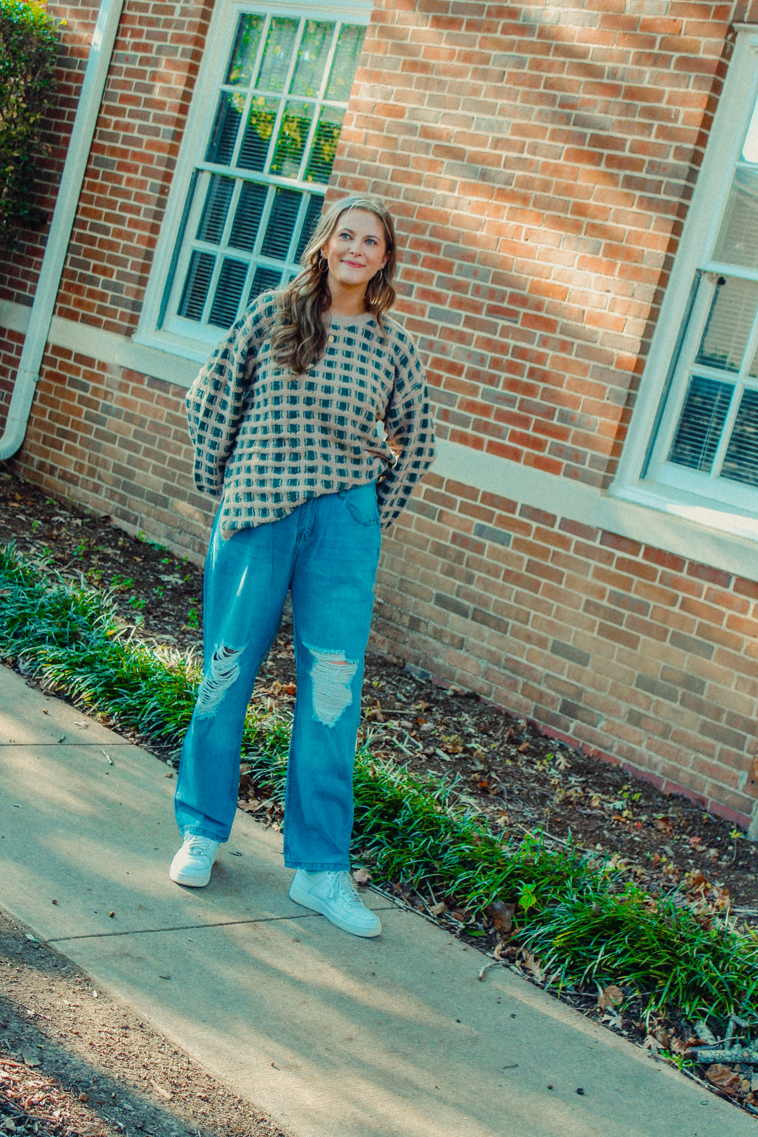 Chunky Checkered Oversized Sweater