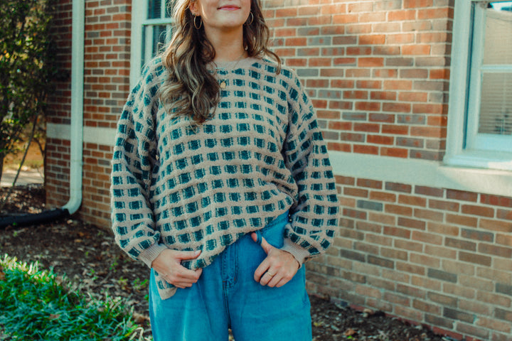 Chunky Checkered Oversized Sweater