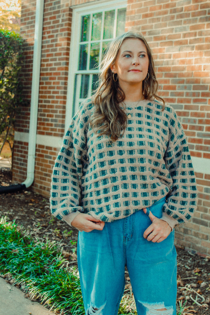 Chunky Checkered Oversized Sweater