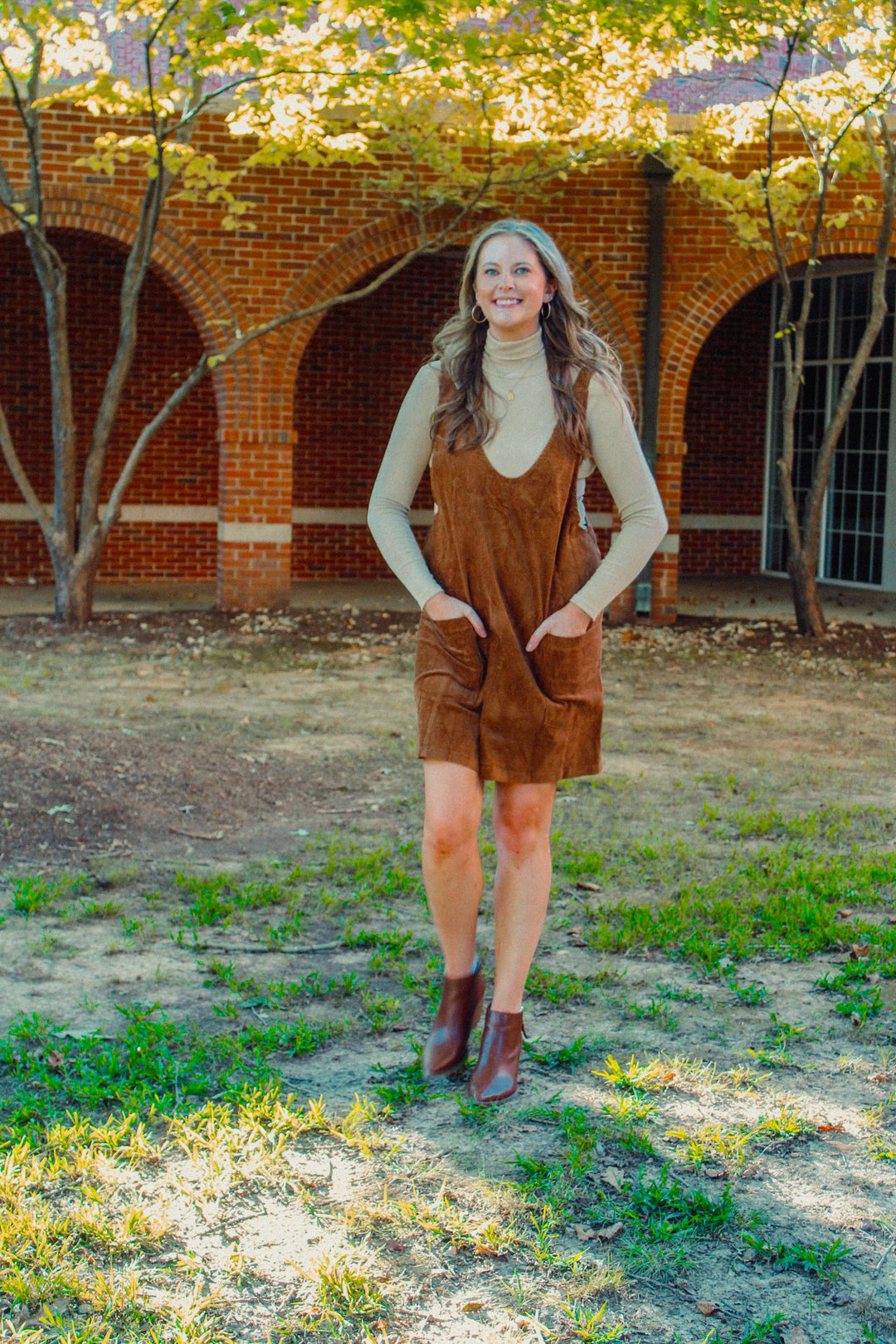 Casual Corduroy Overall Dress