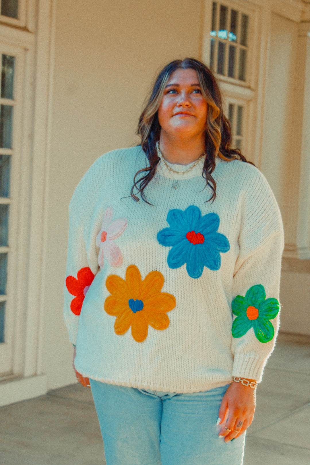 Floral Oversized Mockneck Sweater | Curvy