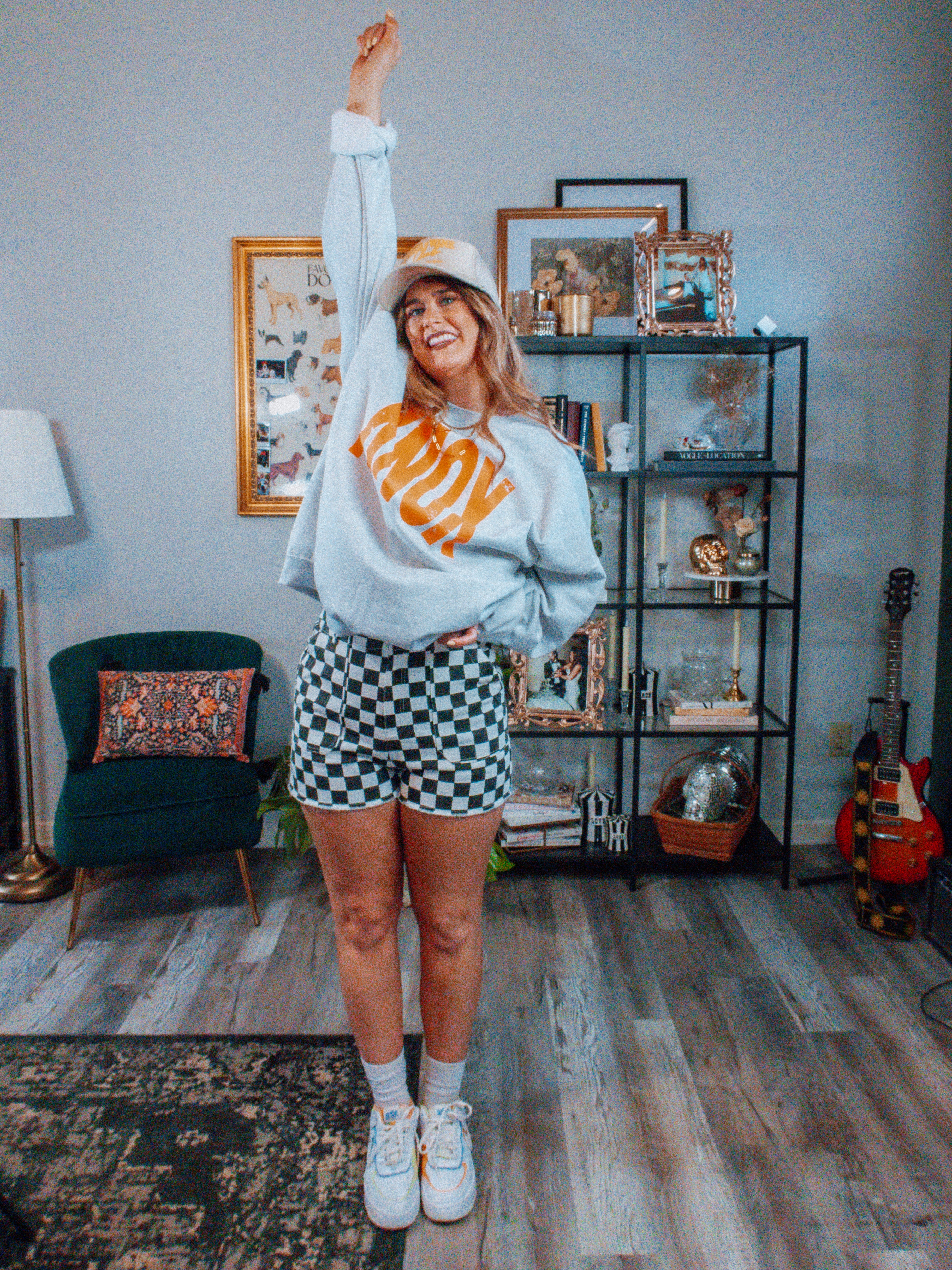 Checkered Vintage Denim Shorts