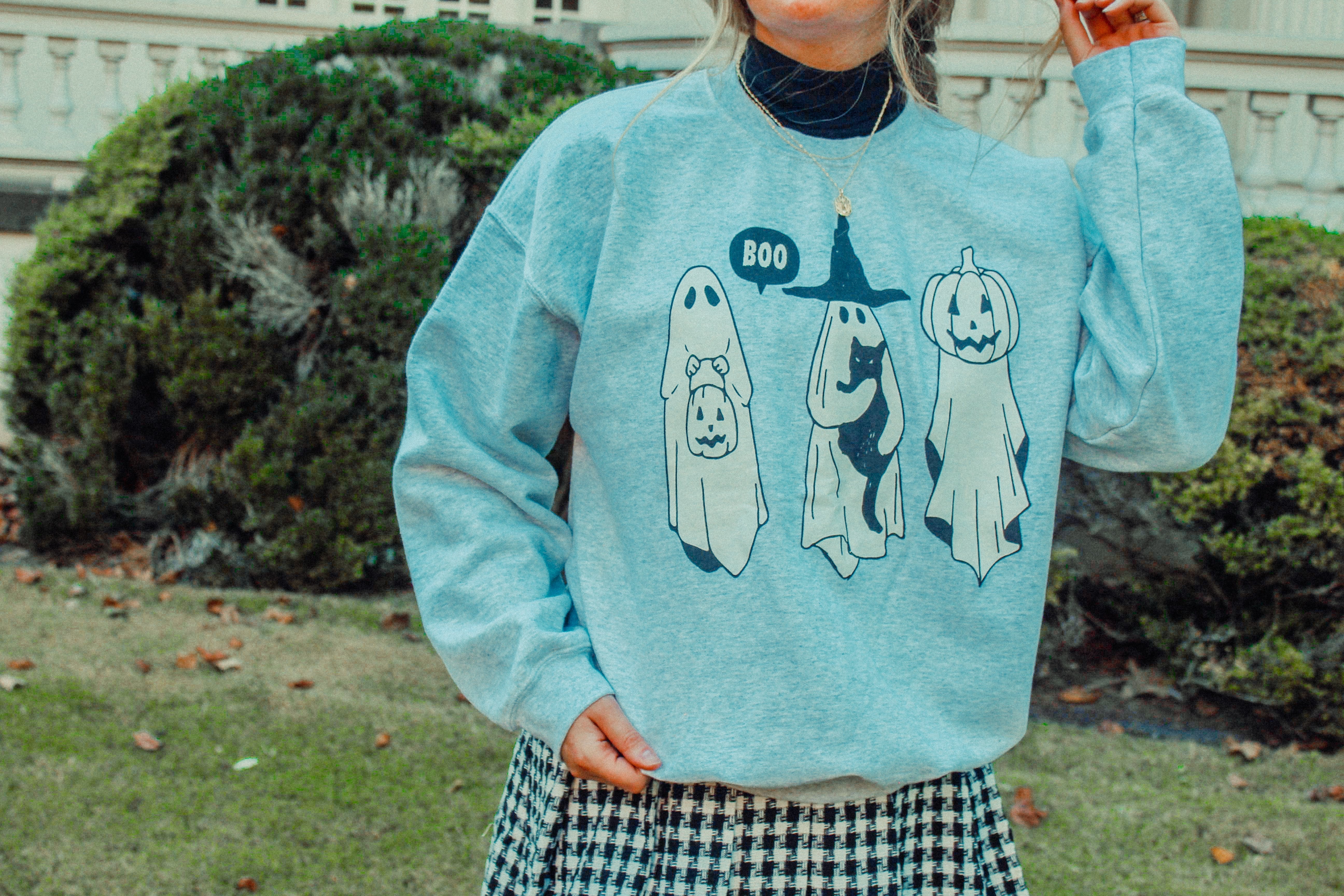 Underground Original Design: Three Little Ghosts Boxy Cotton Sweatshirt