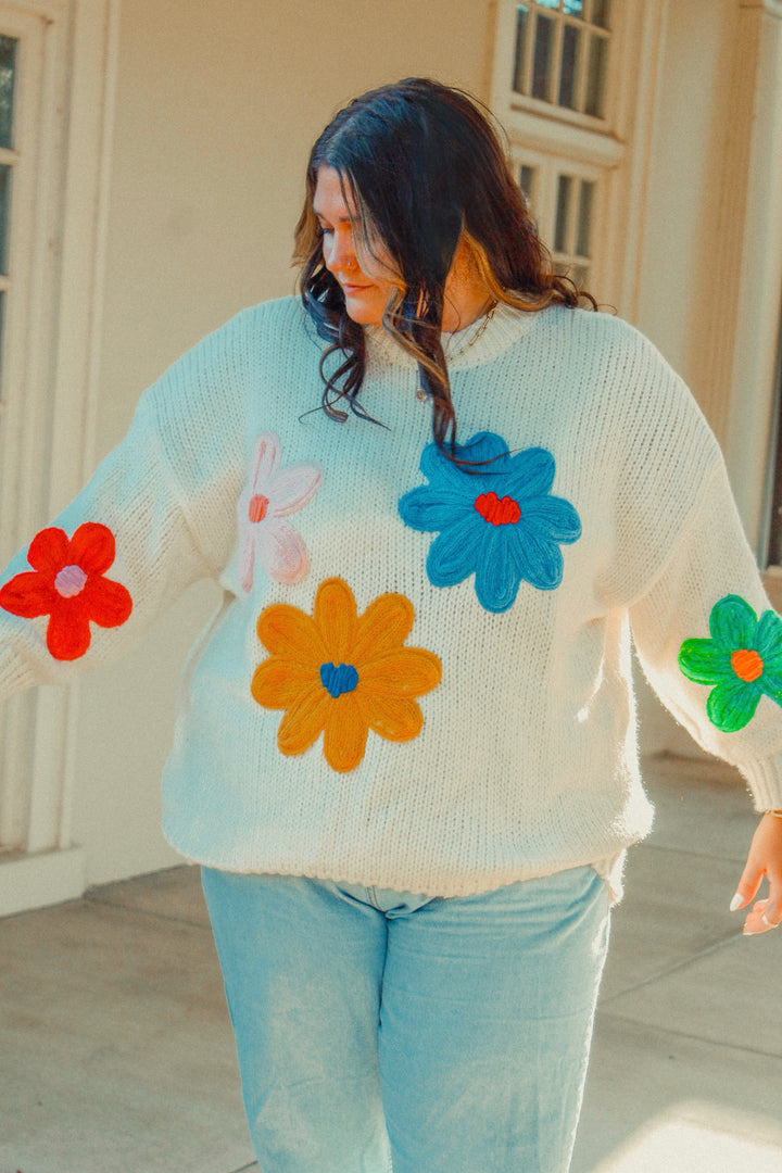 Floral Oversized Mockneck Sweater | Curvy