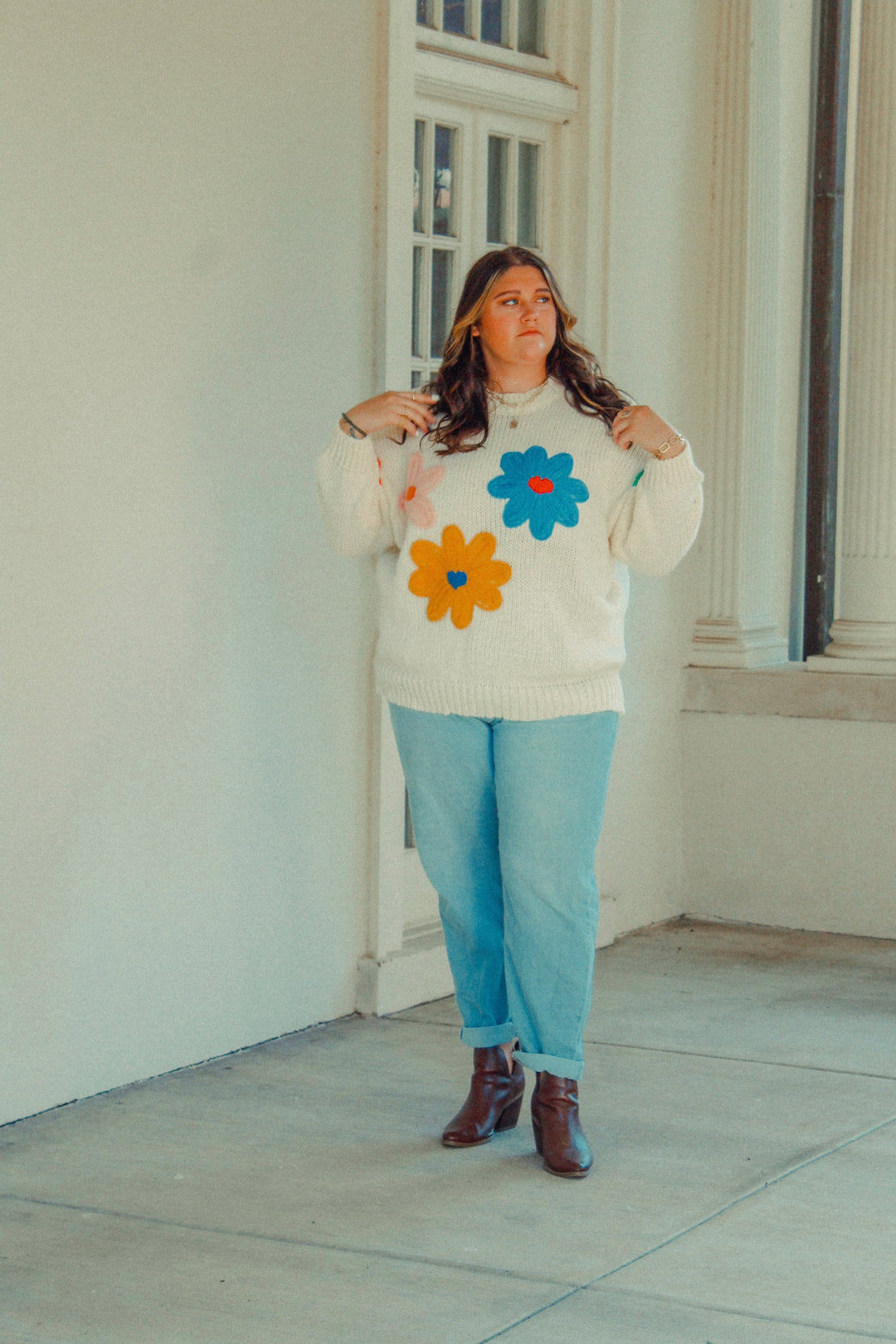 Floral Oversized Mockneck Sweater | Curvy