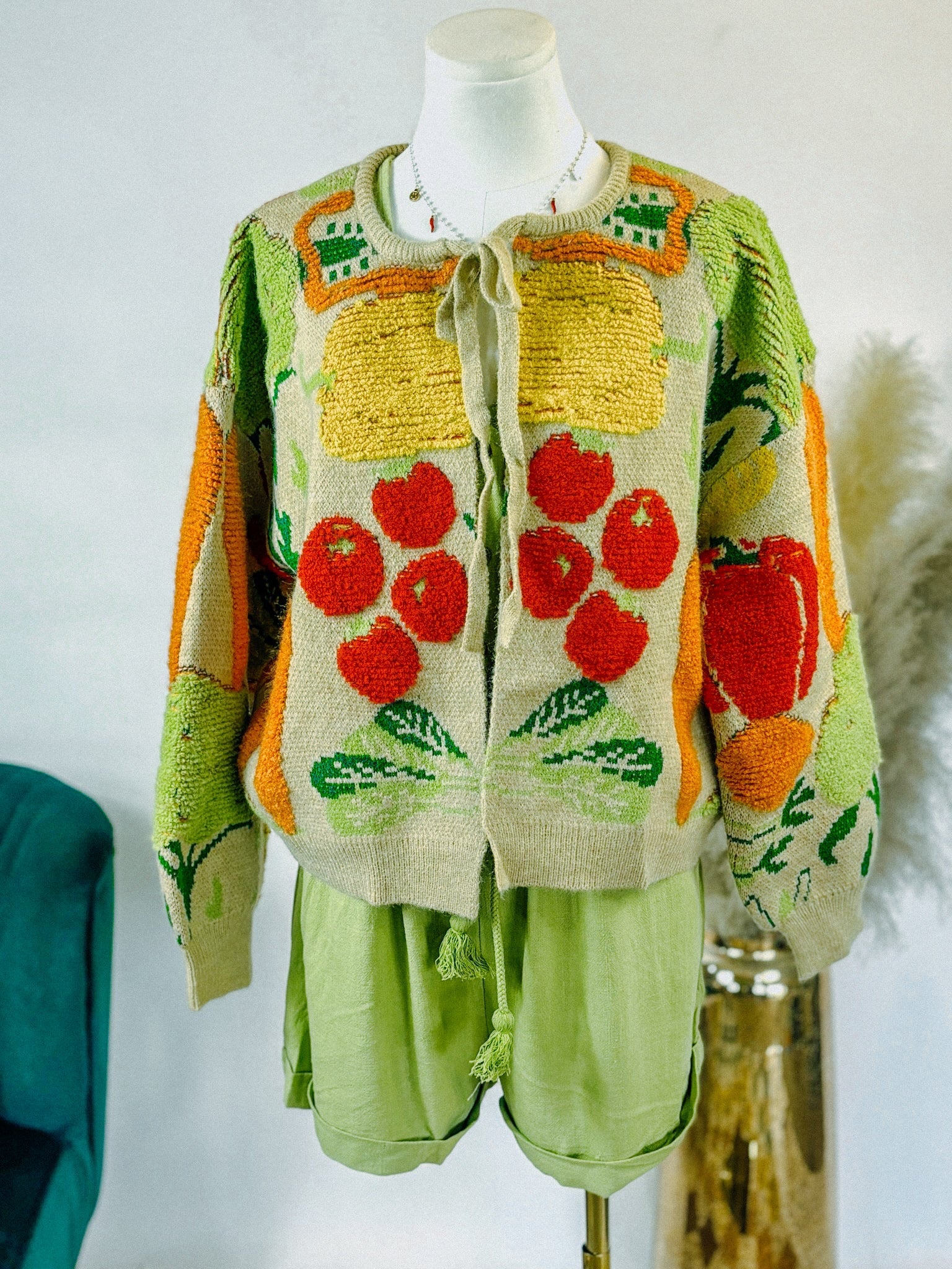 Green Linen Blend Romper