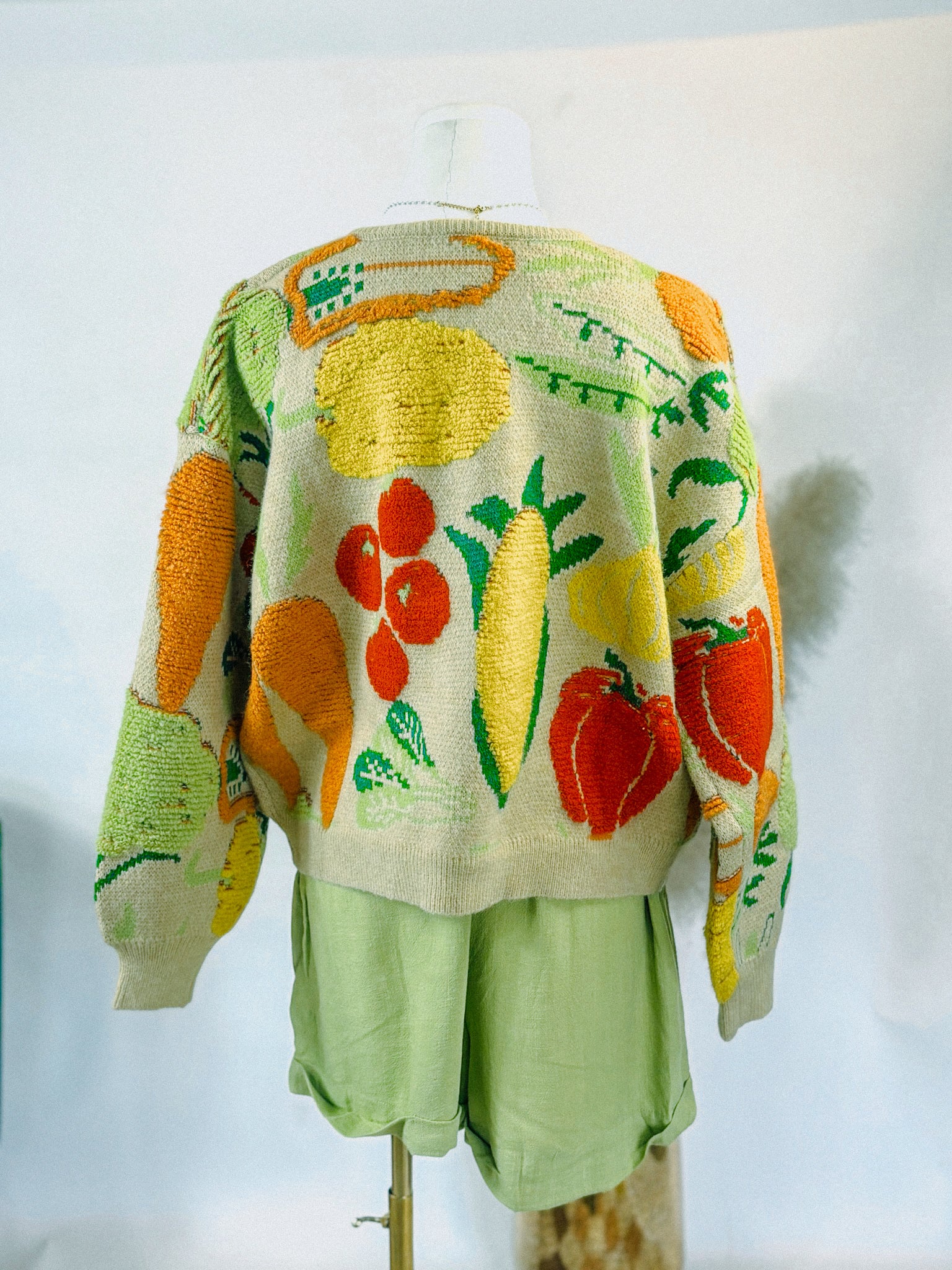 Farmer's Market Motif Knit Cardigan