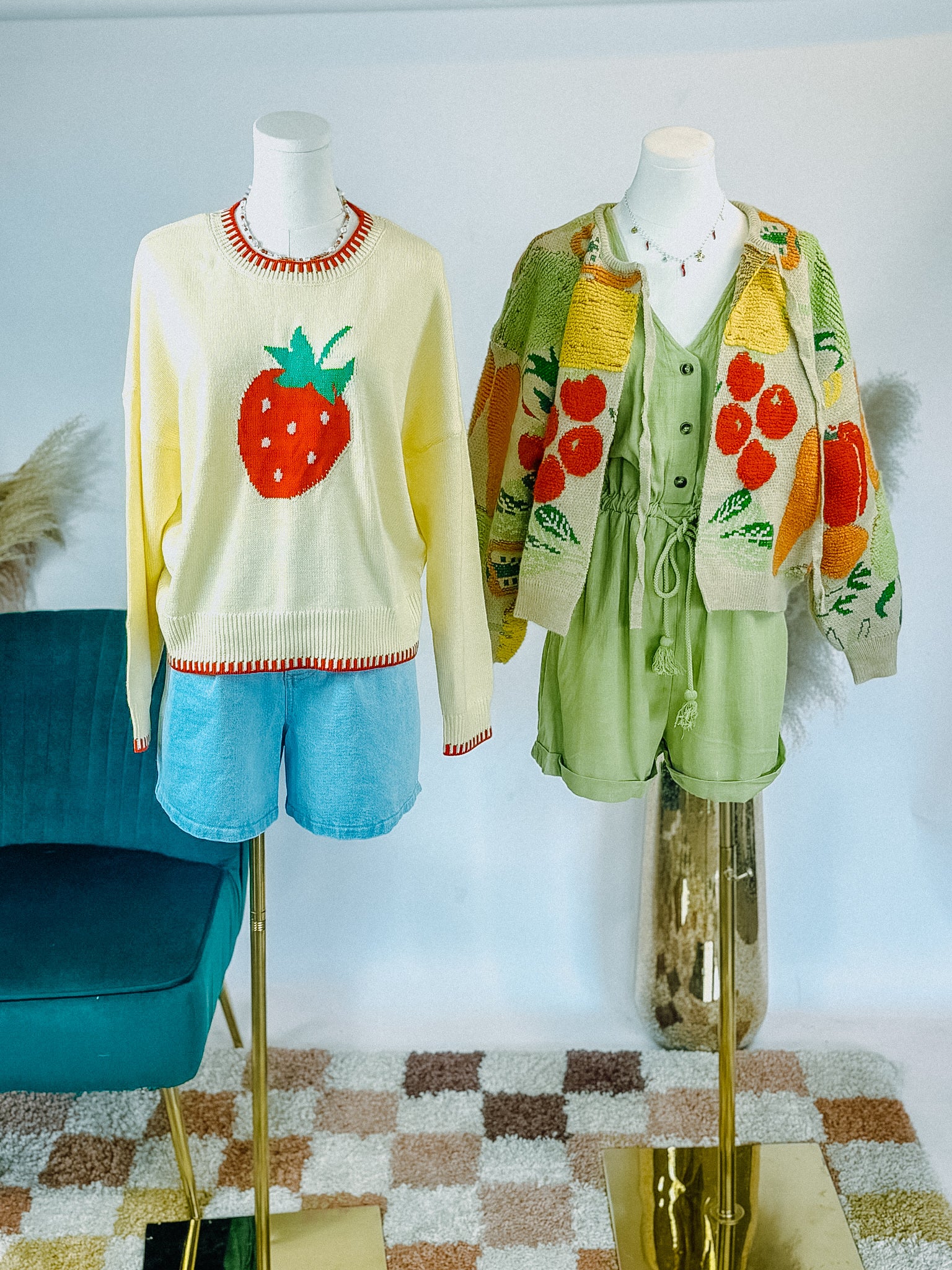 Farmer's Market Motif Knit Cardigan