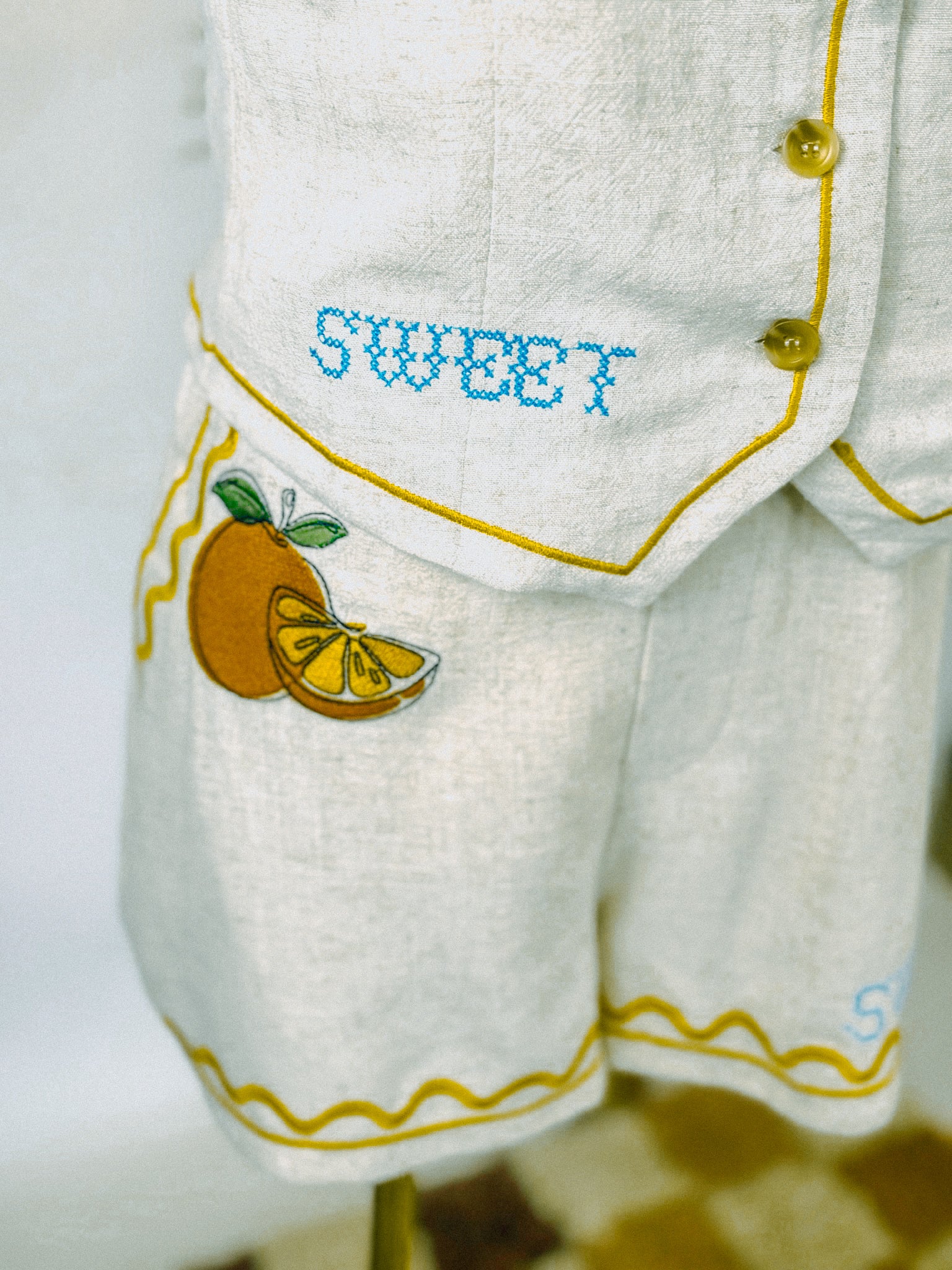 Fruit Embroidery Detail Shorts