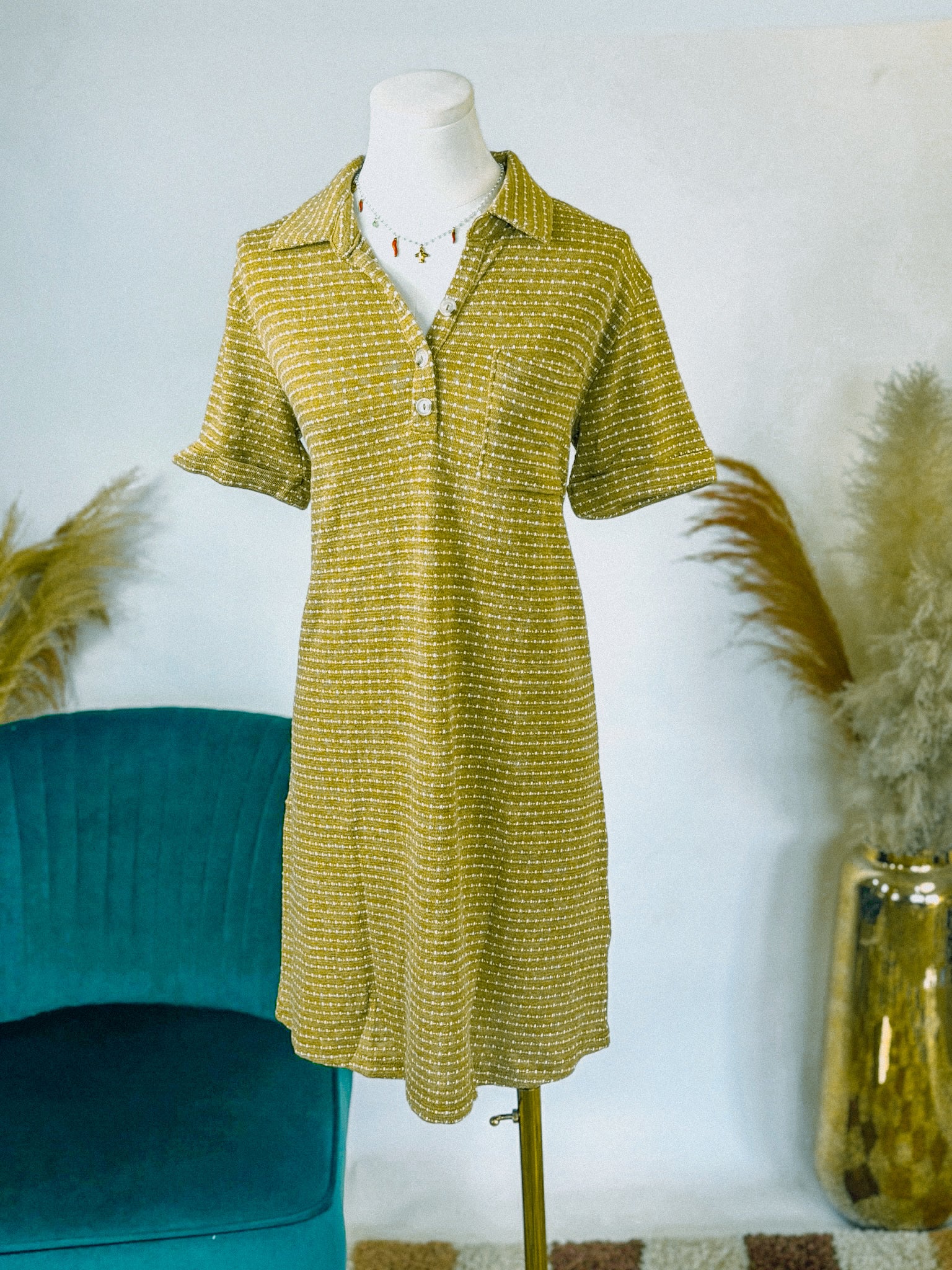 Clip Dot Collared Mini Dress