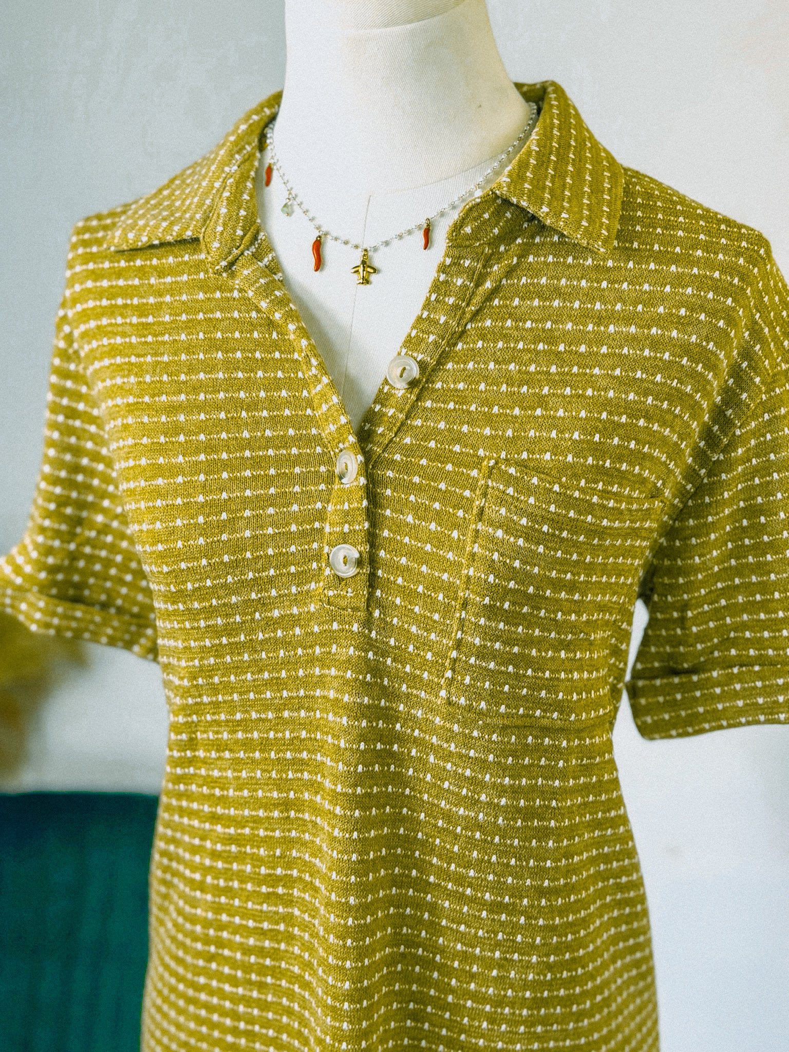 Clip Dot Collared Mini Dress