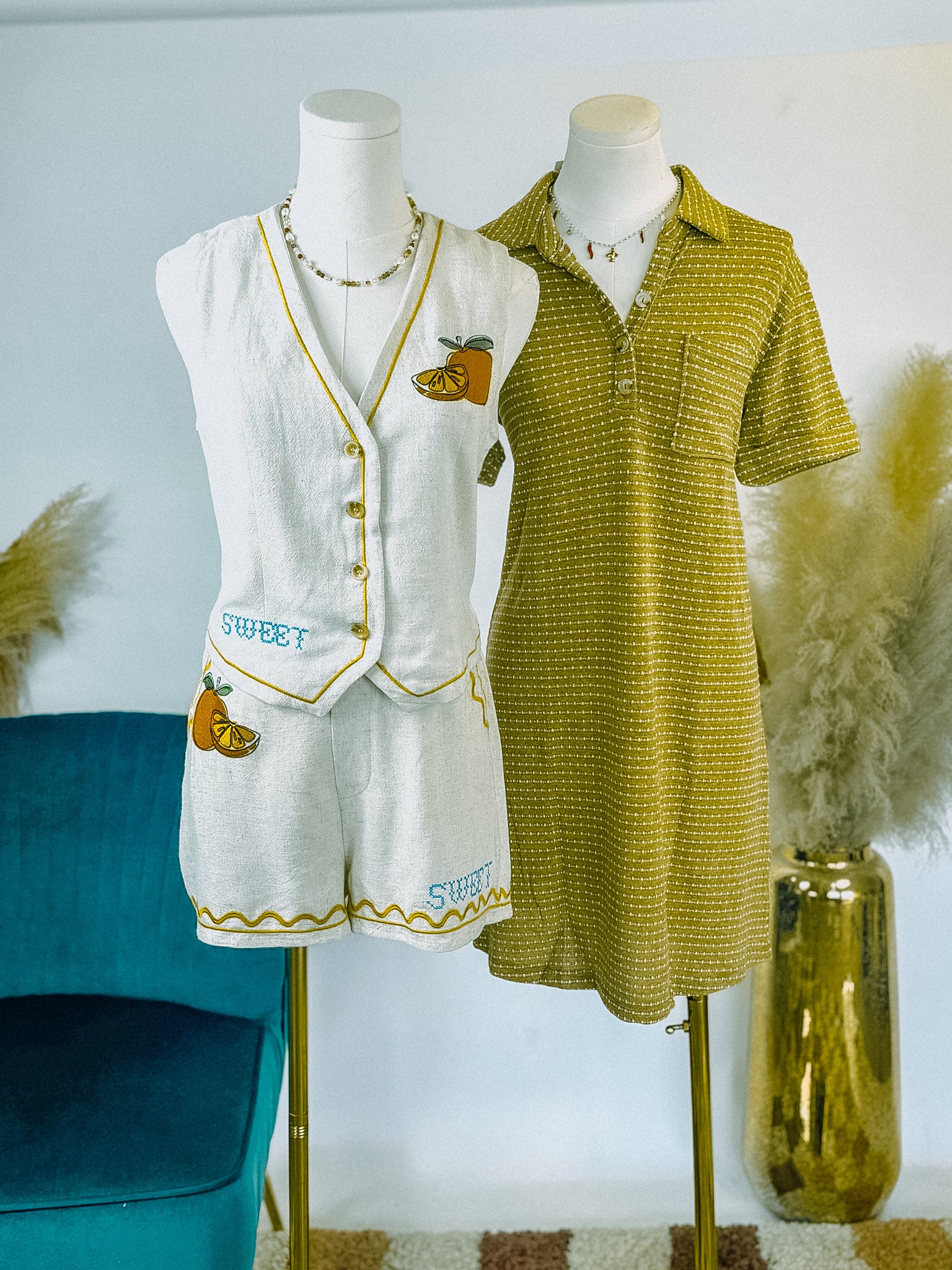 Clip Dot Collared Mini Dress