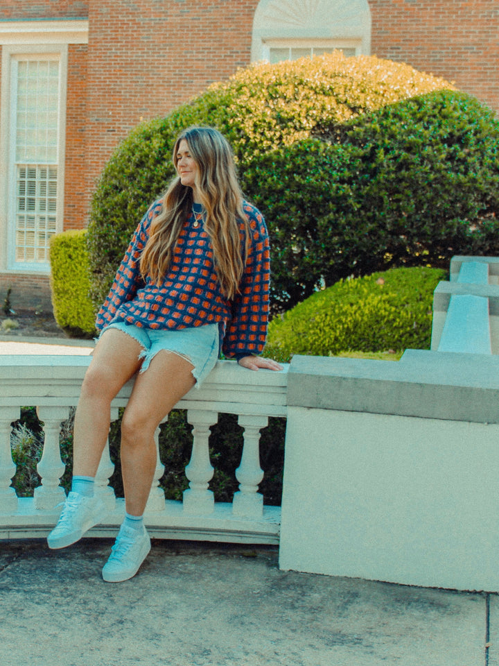 Chunky Checkered Oversized Sweater