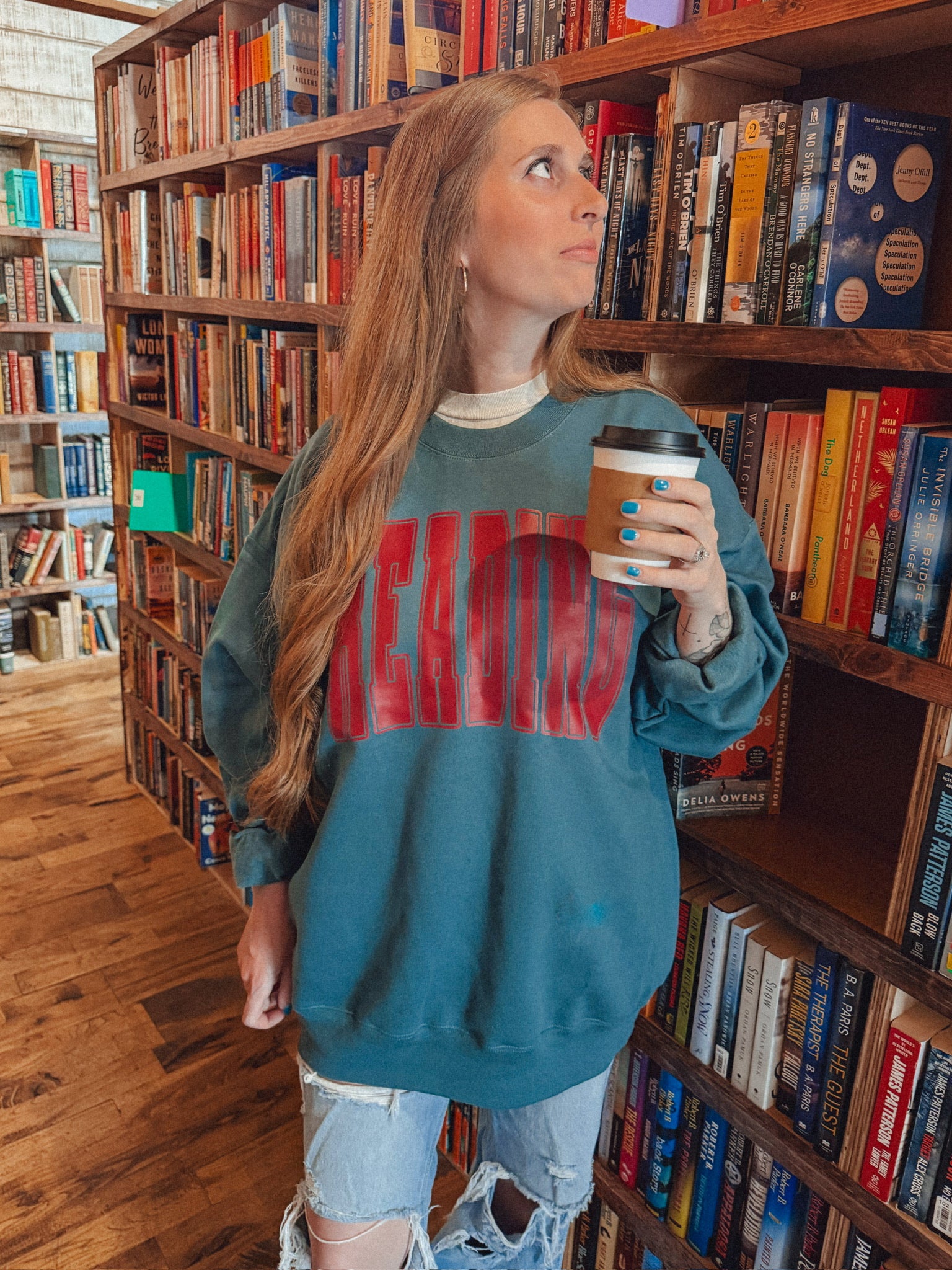 Underground Original Design: Reading Varsity Letter, Bookish Boxy Cotton Sweatshirt