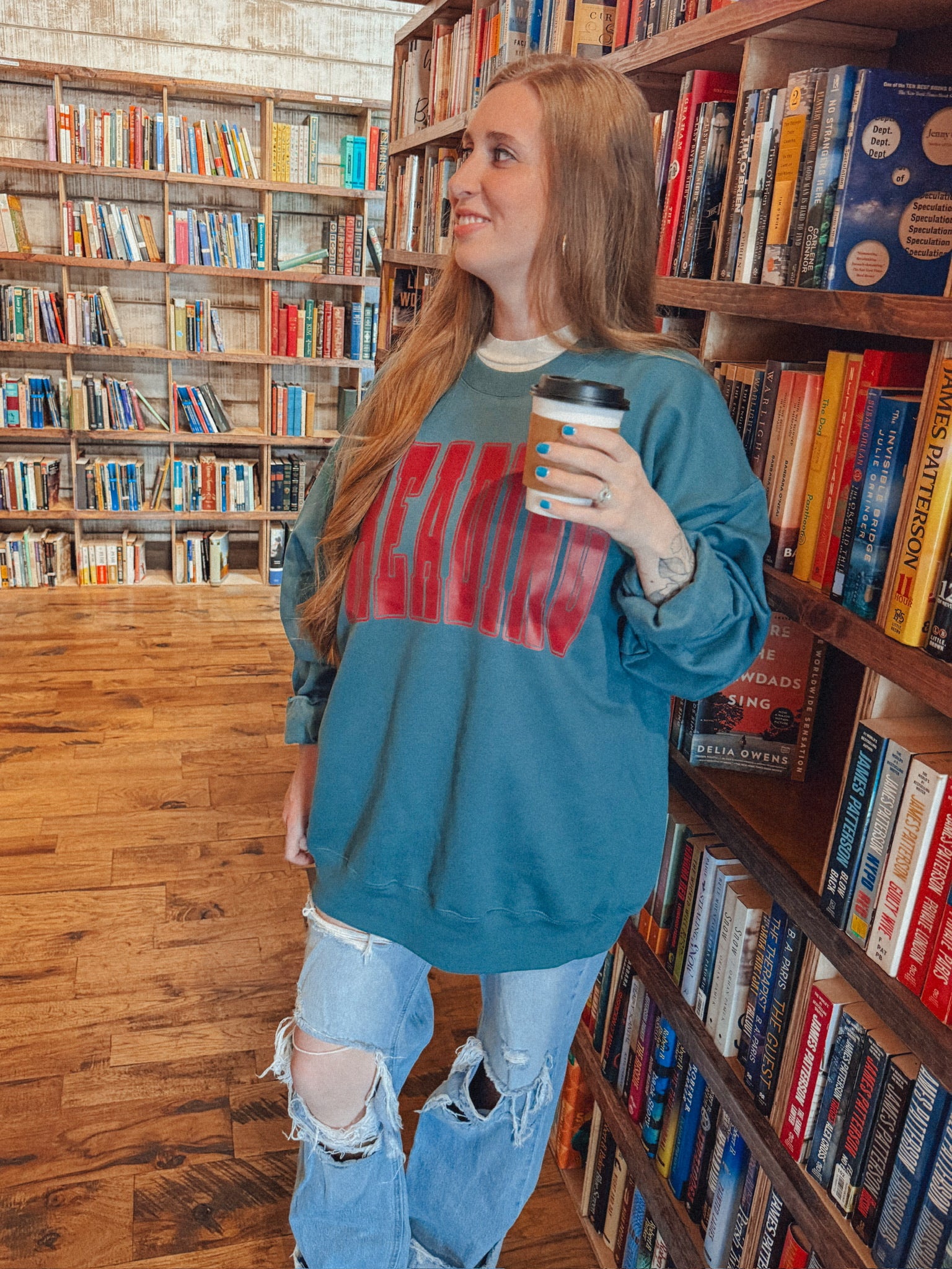 Underground Original Design: Reading Varsity Letter, Bookish Boxy Cotton Sweatshirt