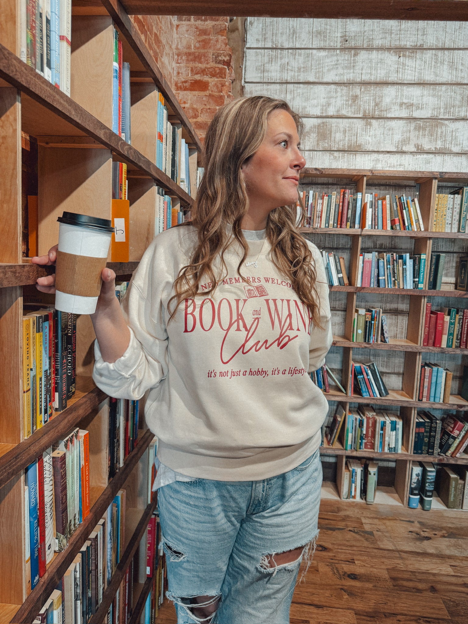 Underground Original Design: Books & Wine Club, Bookish Boxy Cotton Sweatshirt