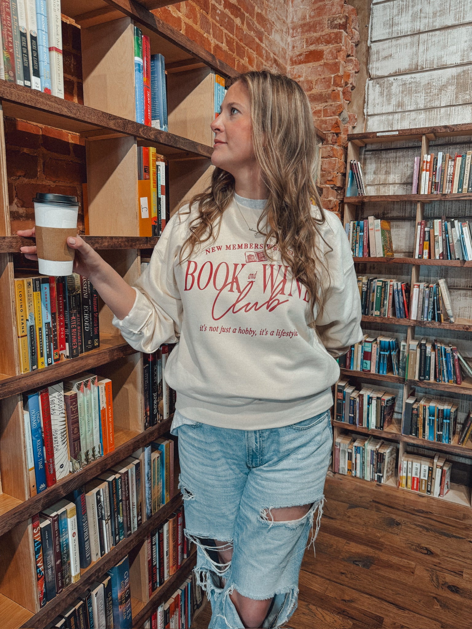 Underground Original Design: Books & Wine Club, Bookish Boxy Cotton Sweatshirt