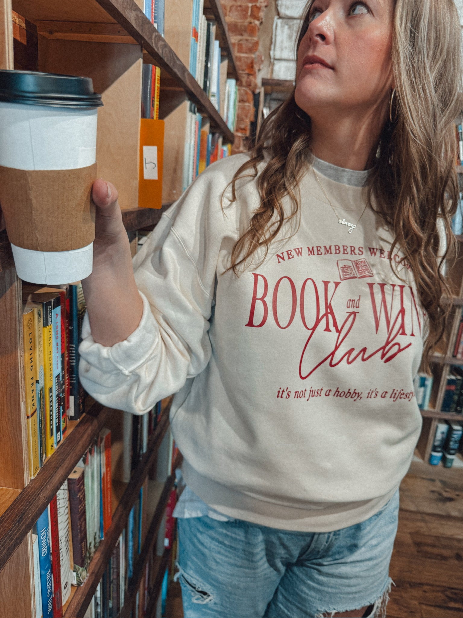 Underground Original Design: Books & Wine Club, Bookish Boxy Cotton Sweatshirt
