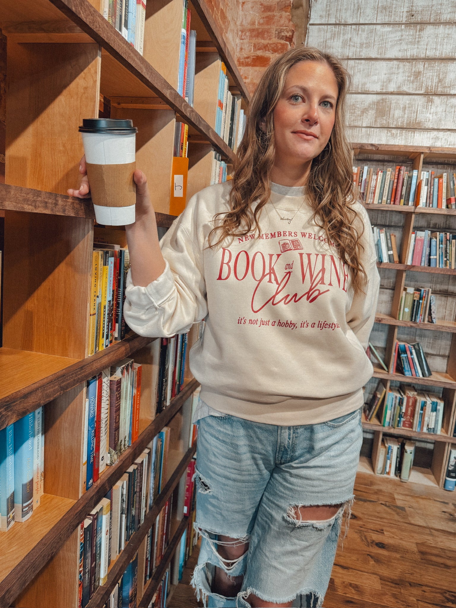 Underground Original Design: Books & Wine Club, Bookish Boxy Cotton Sweatshirt