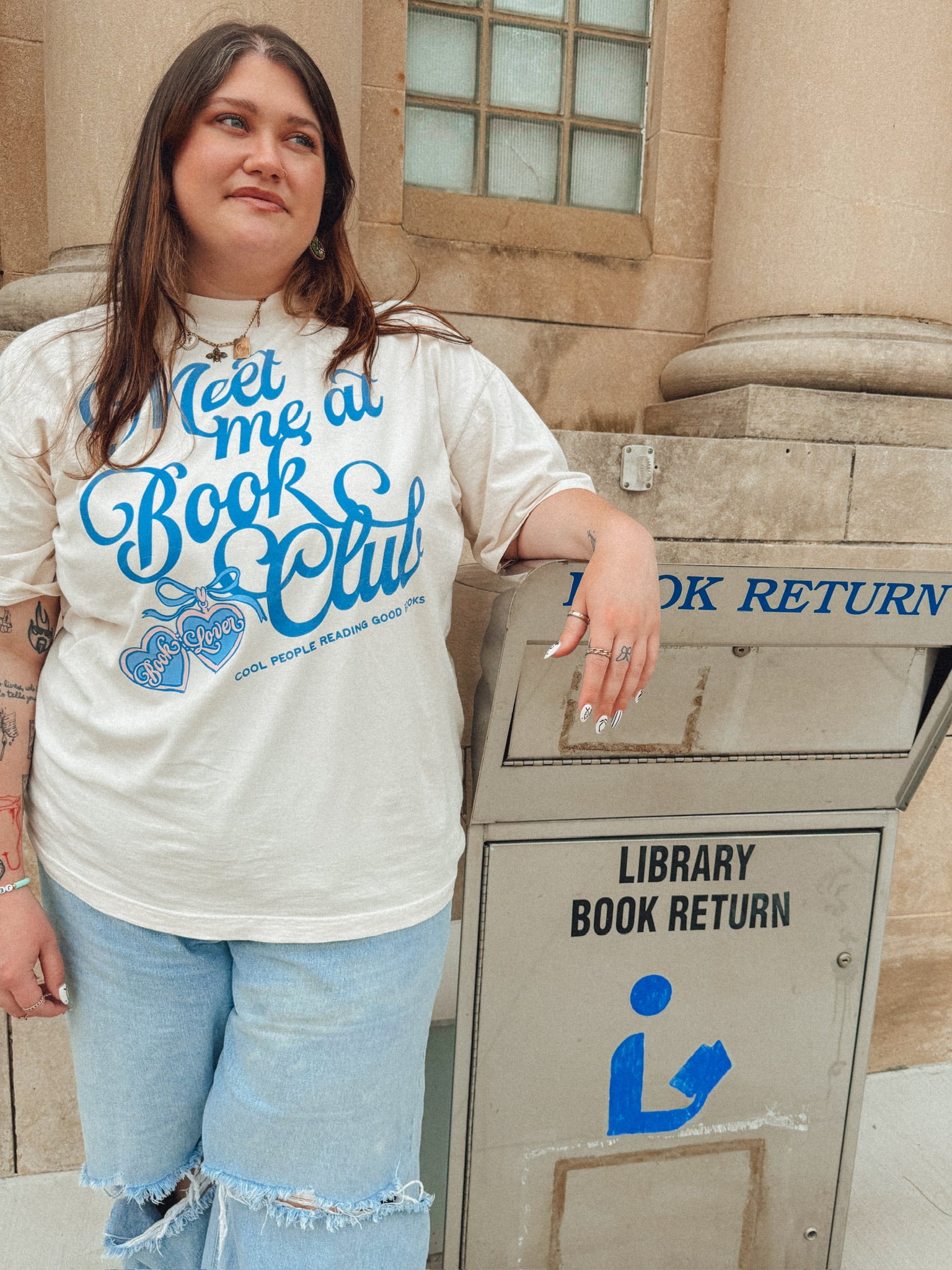 Underground Original Design: Meet Me at Book Club Boxy Cotton T-Shirt