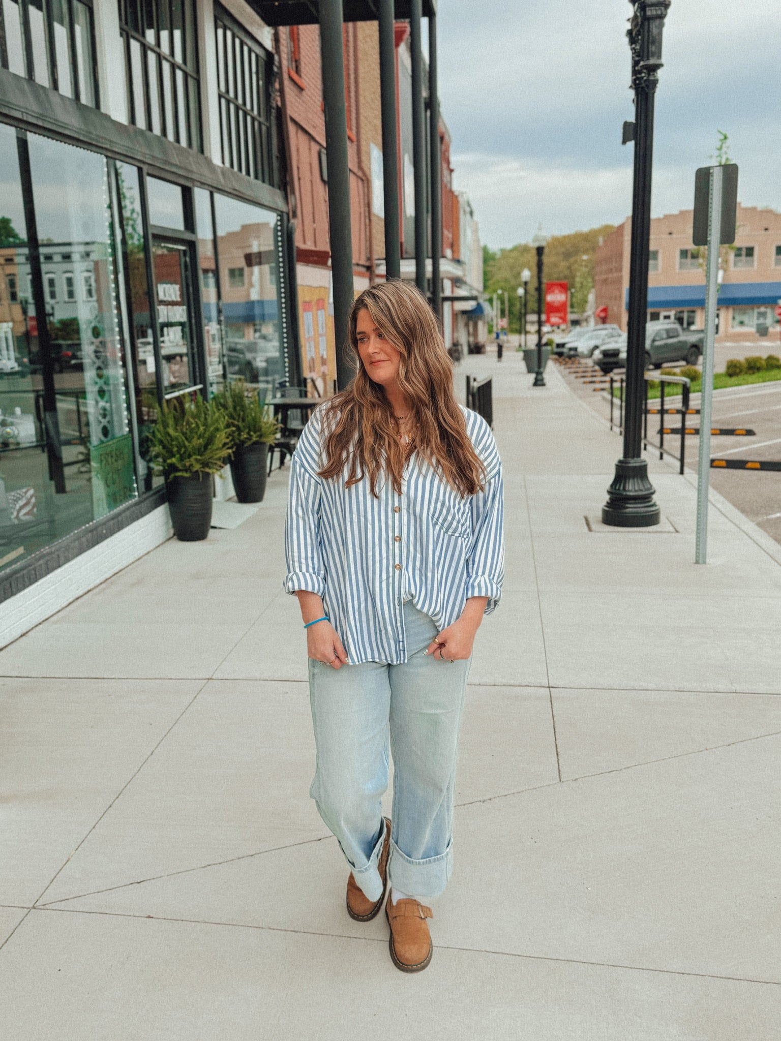 Blue And White Striped Button Down