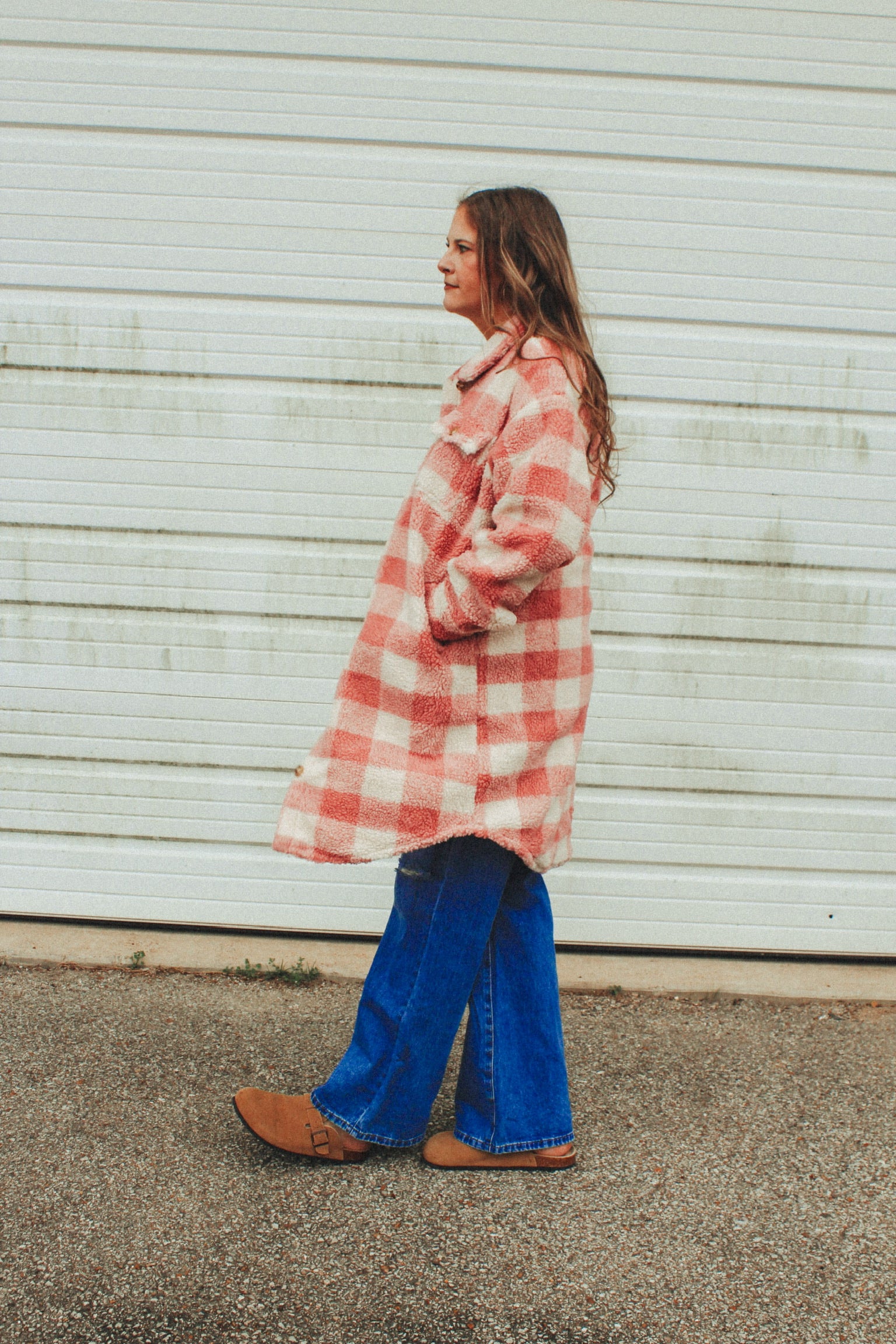 Pink Plaid Teddy Bear Coat
